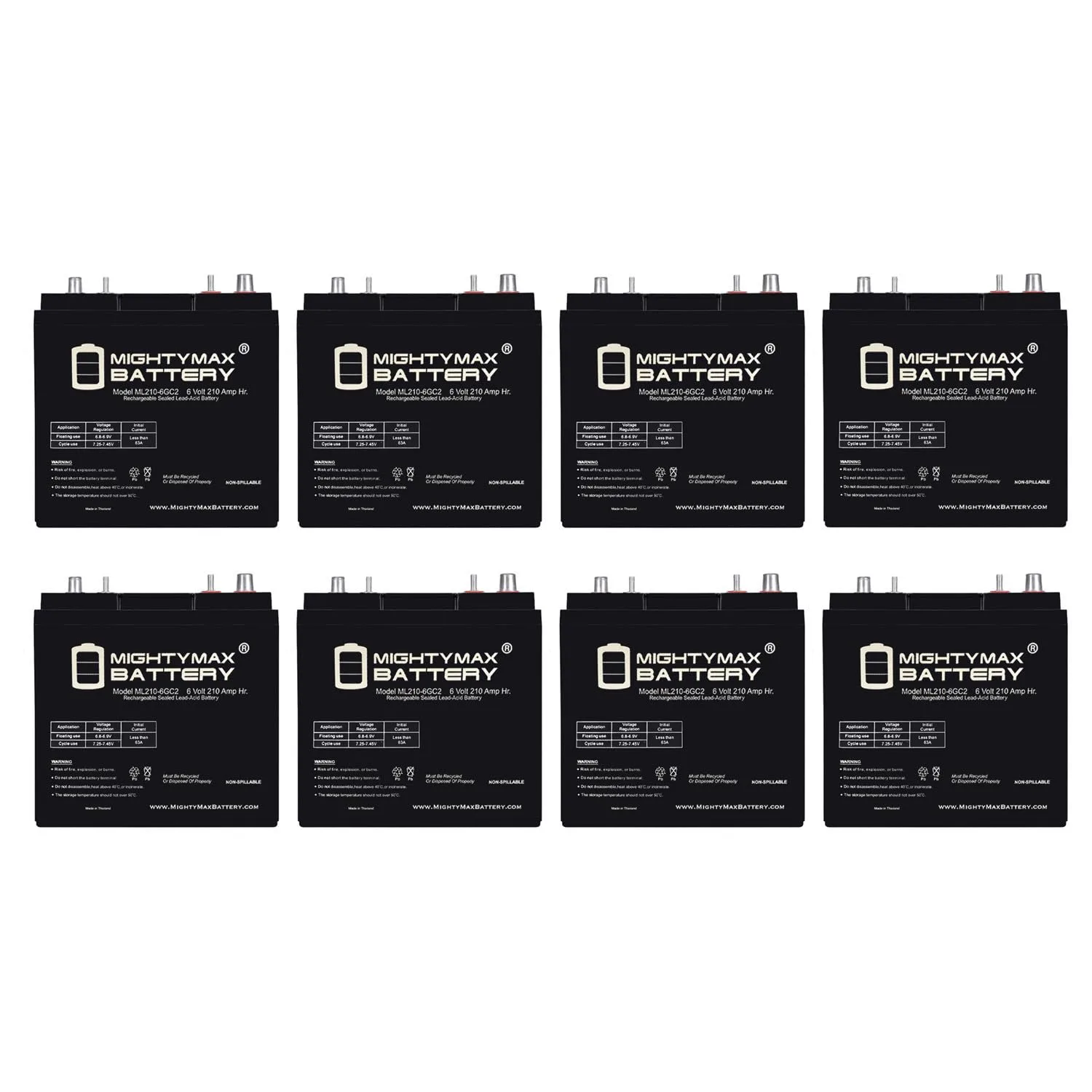 Mighty Max 6V 210Ah Battery Pack for E-Z-GO 2Five