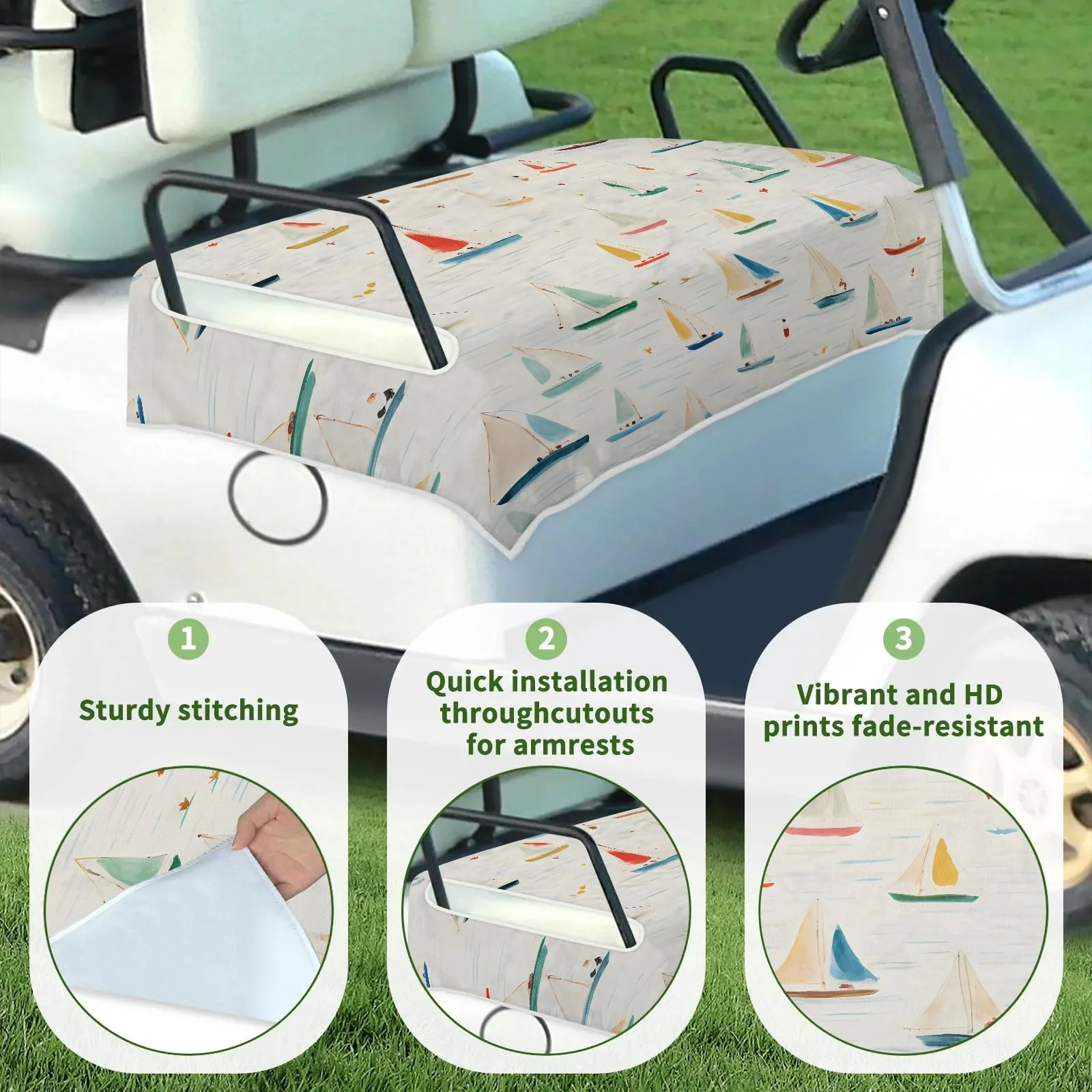 Tiveruda 51" x 31" Golf Cart Seat Cover — Non‑Slip Double Seat Towel image 3