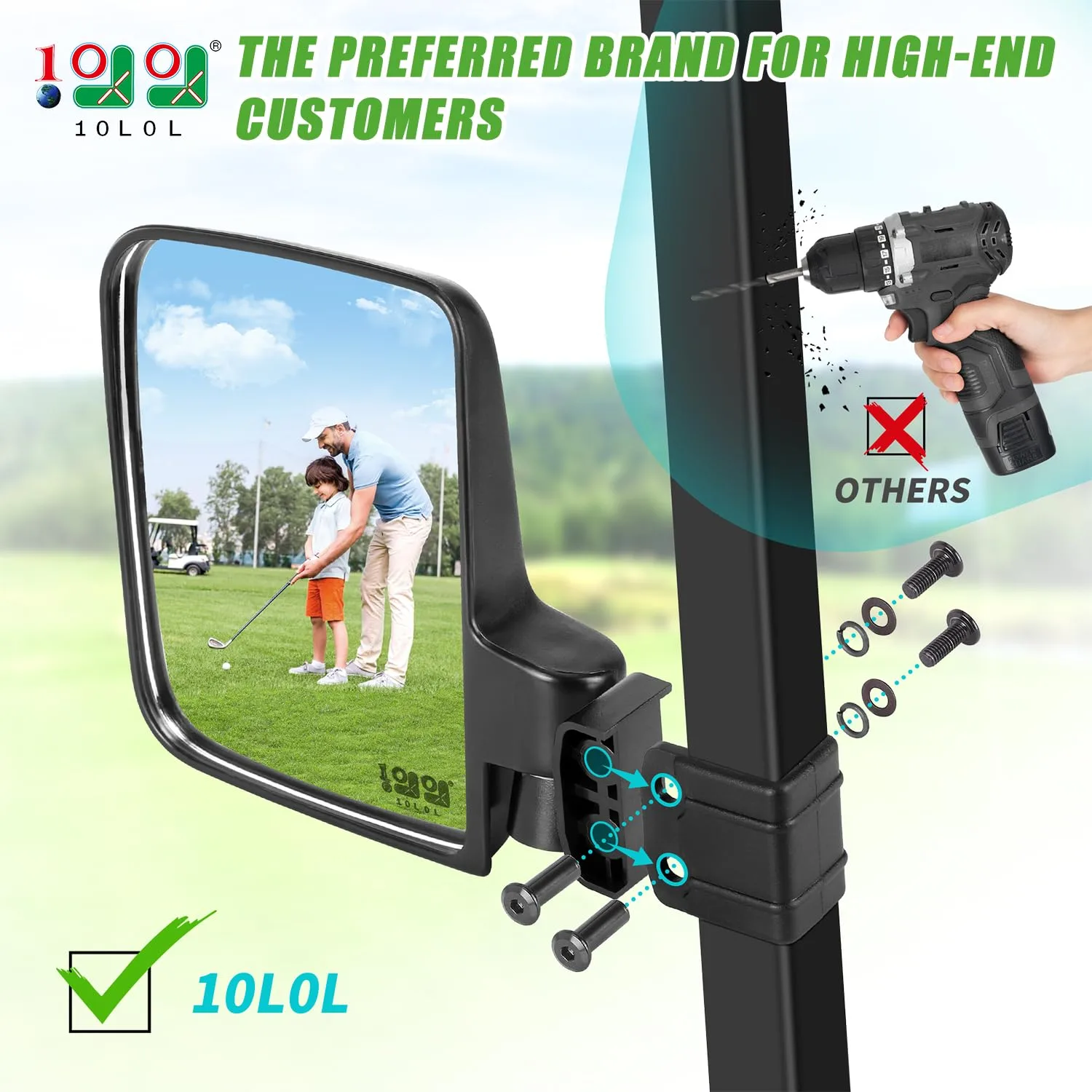 10L0L Golf Cart Enclosure with Mirrors for E-Z-GO TXT/RXV image 2