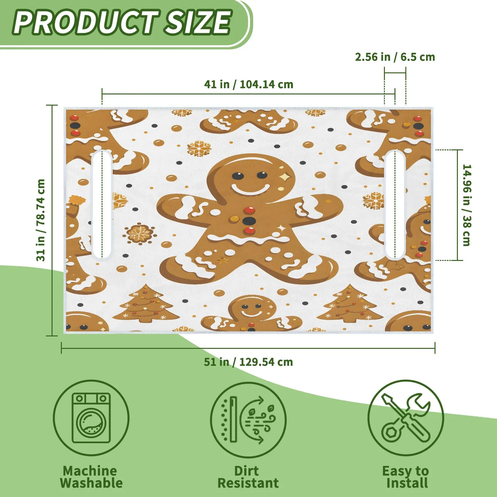 Tiveruda Xmas Gingerbread Retro 51 x 31 Golf Cart Seat Cover image 2