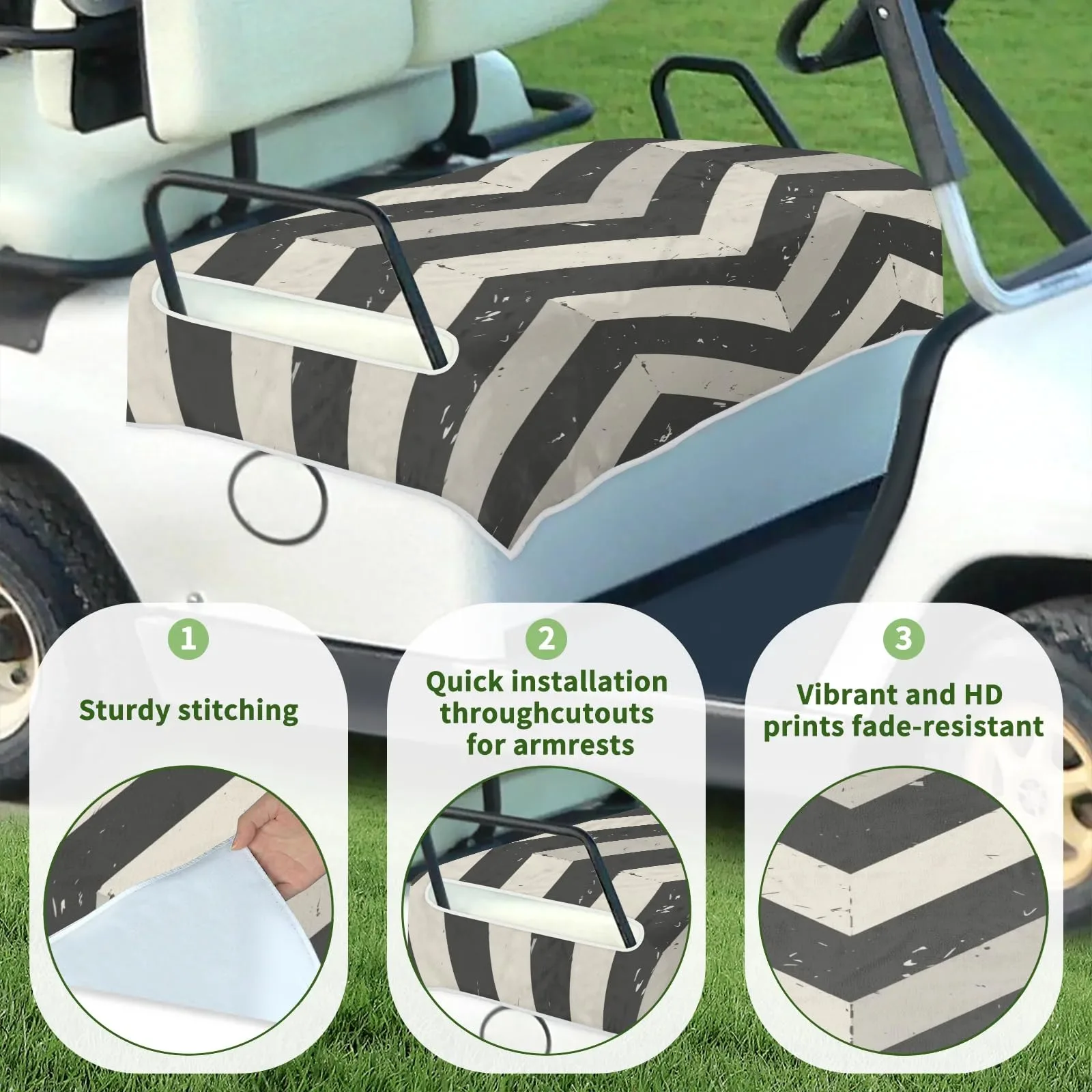 Tiveruda Gray Chevron Golf Cart Seat Cover, 51 x 31 in image 3