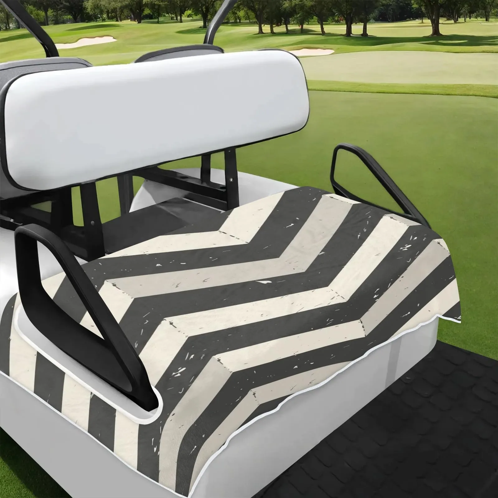 Tiveruda Gray Chevron Golf Cart Seat Cover, 51 x 31 in