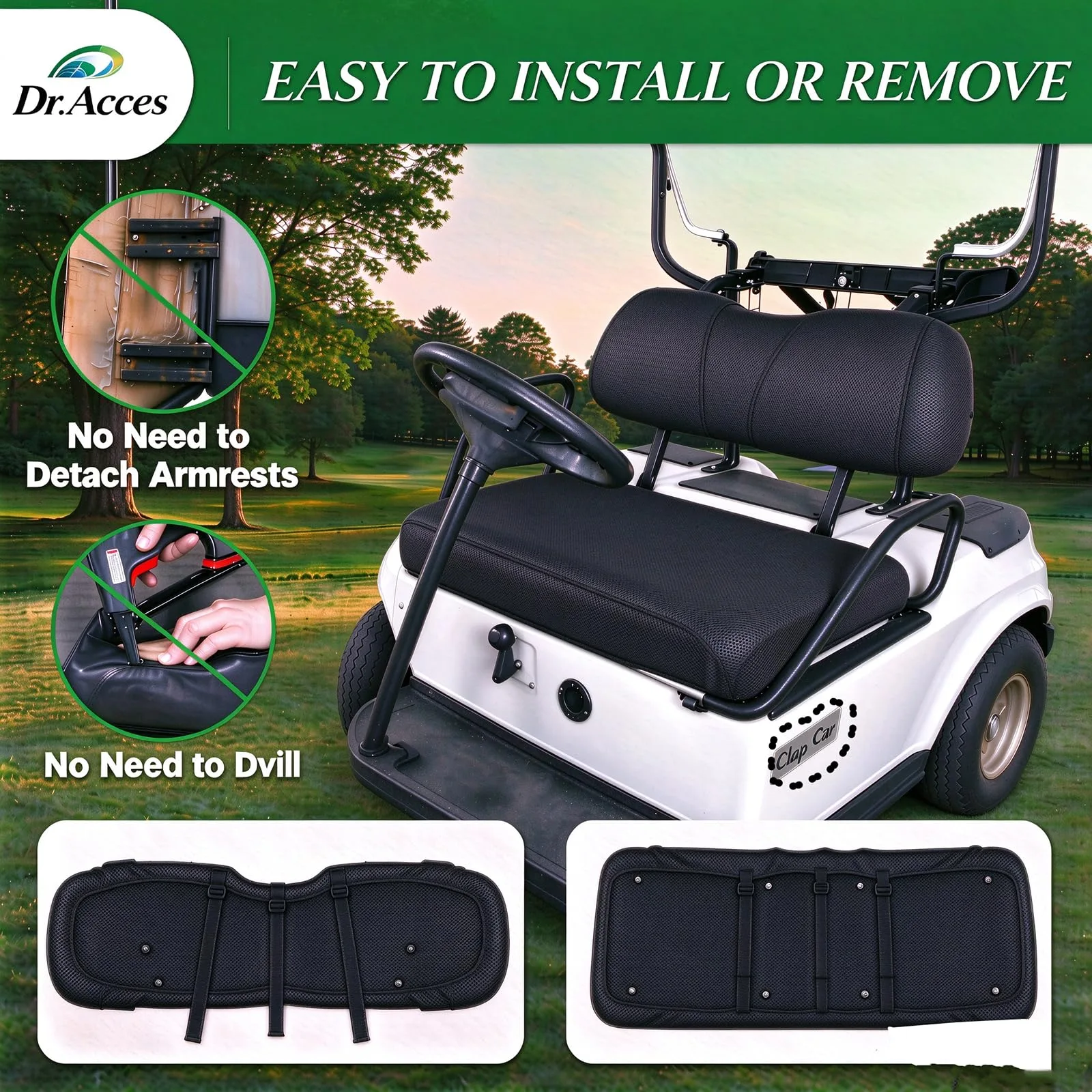 Dr.Acces Golf Cart Seat Cover for EZGO TXT and Club Car DS image 3