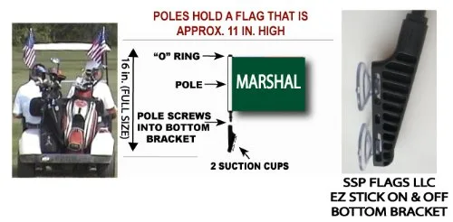 SSP Flags Marshal Golf Cart Flag with Suction Cup Bracket image 2