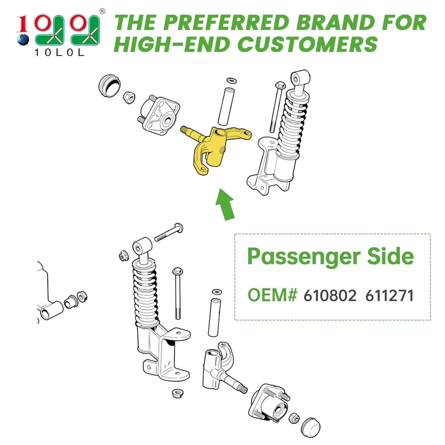 10L0L Passenger Side Spindle Assembly for E-Z-GO RXV (611271) image 2