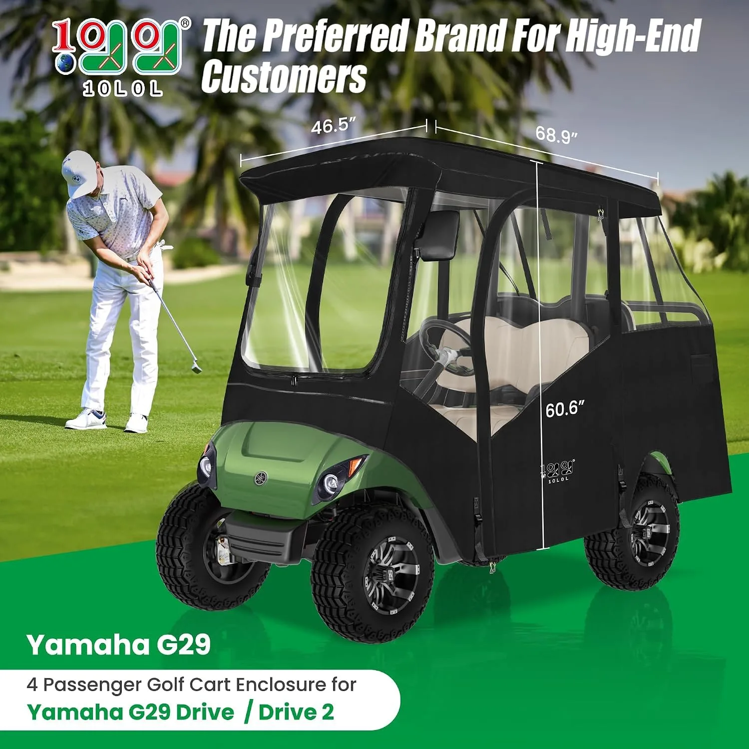 10L0L 4-Passenger Enclosure for Yamaha Golf Carts image 2