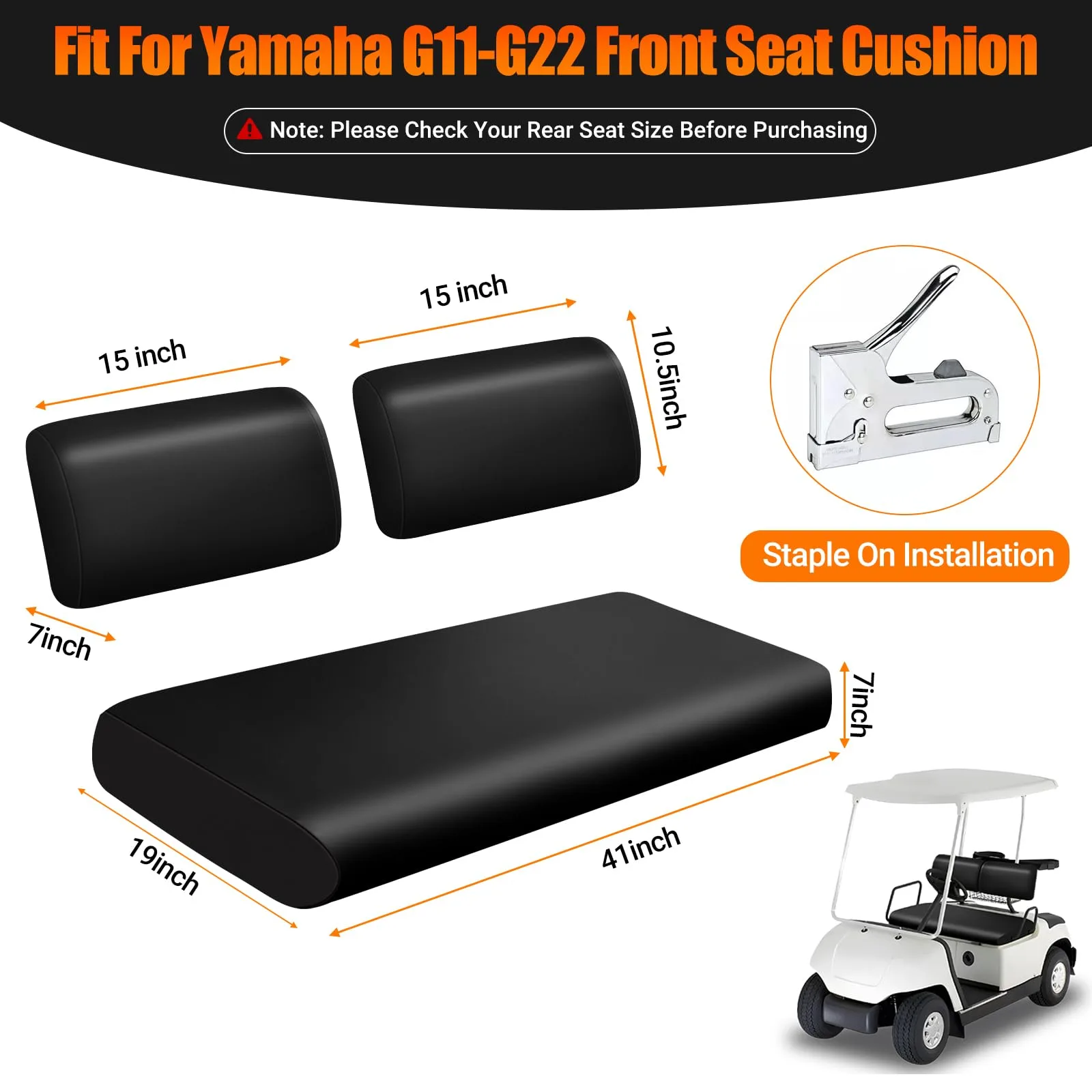 ZWPARTS Front Seat Cover for Yamaha G11-G22 Golf Carts image 3