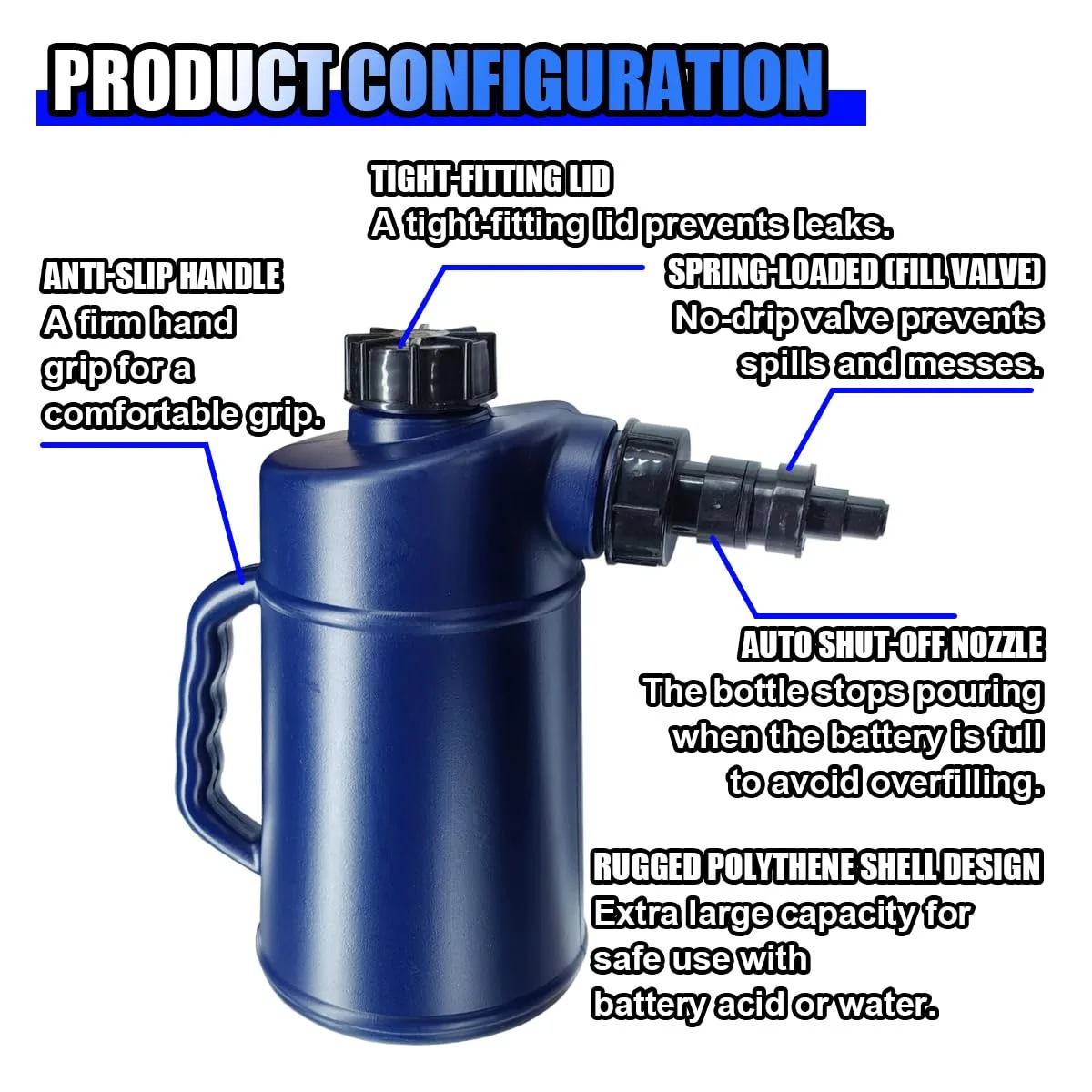 UHANBUT 2L Battery Filler Bottle with Auto Shut-Off (UHANBUT-UNB-170) image 4