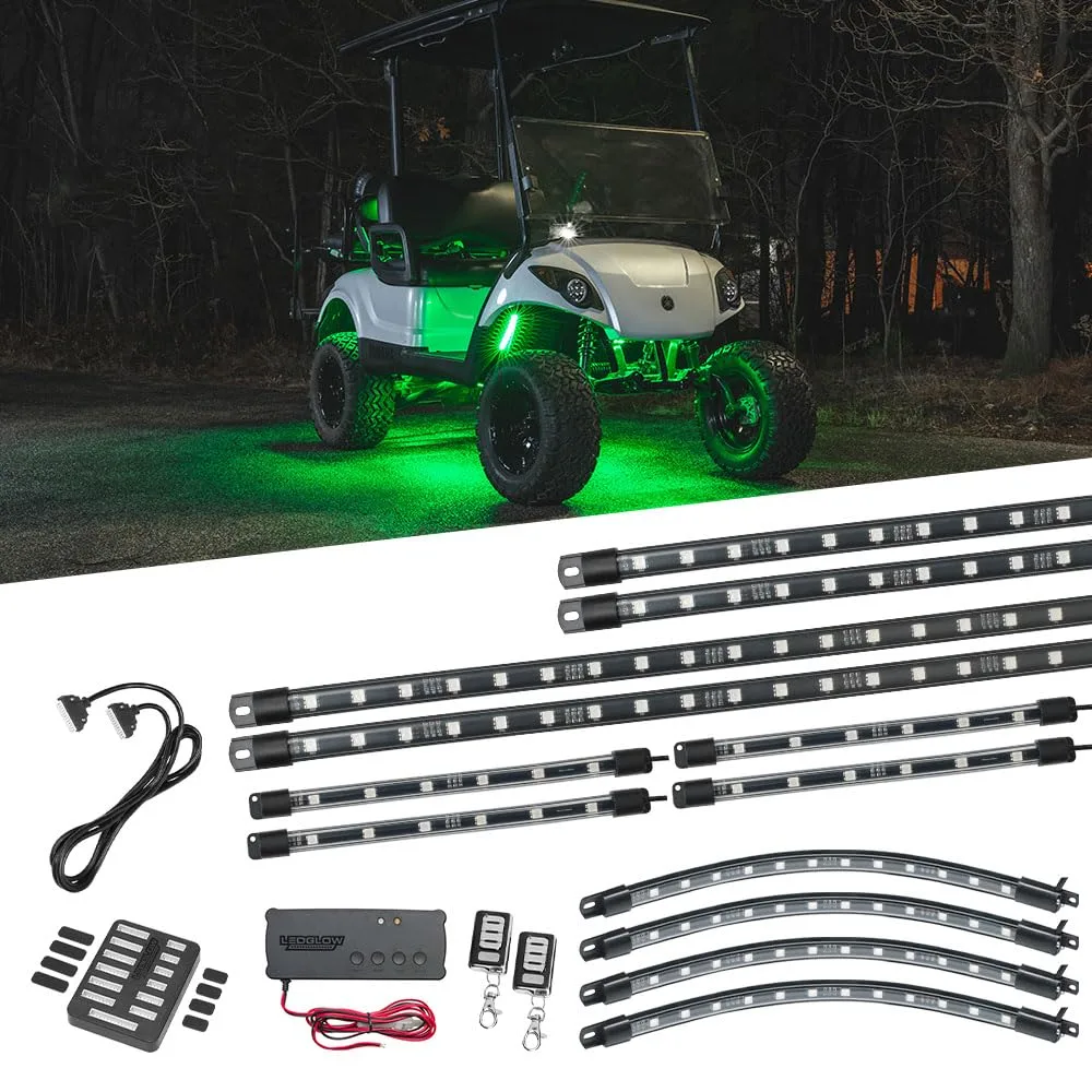 LEDGlow LU-EGC-M44+WW 12pc Million-Color Golf Cart Underglow LED Kit