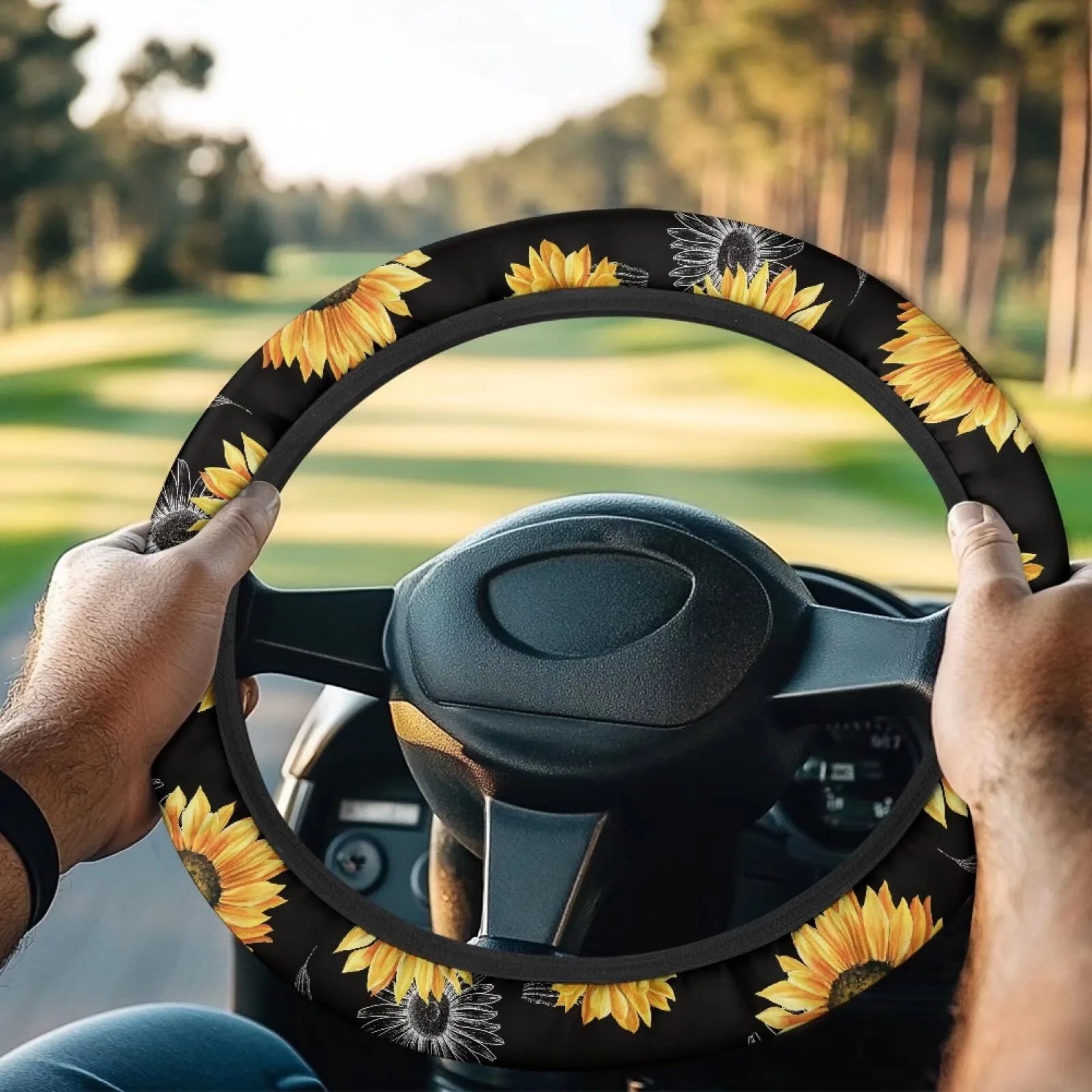 SUITOSELFY Sunflower Golf Cart Steering Wheel Cover