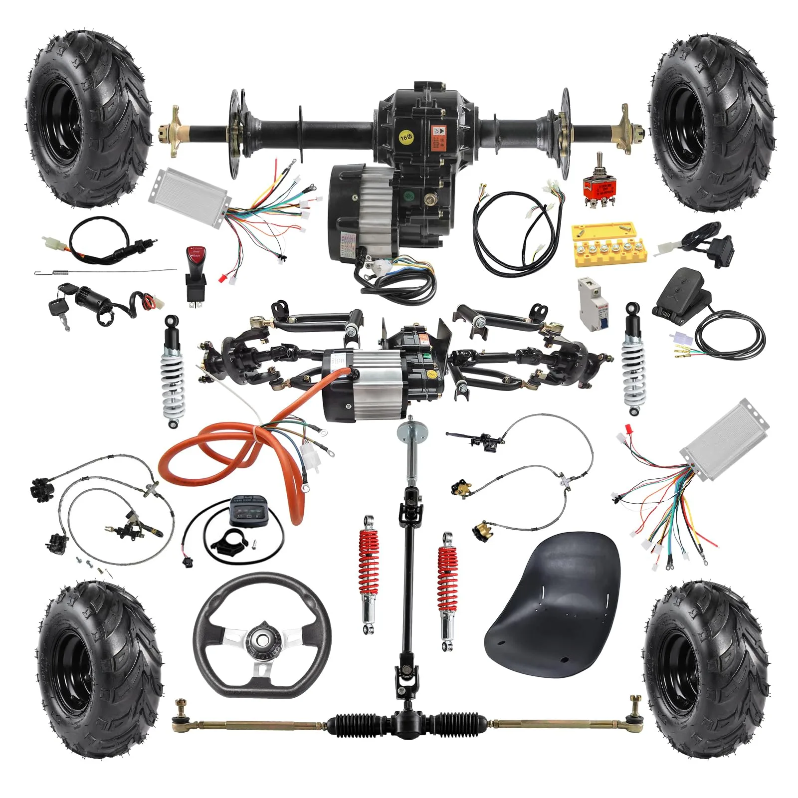 91.SCS 72V 1500W Electric 4WD Go-Kart Kit