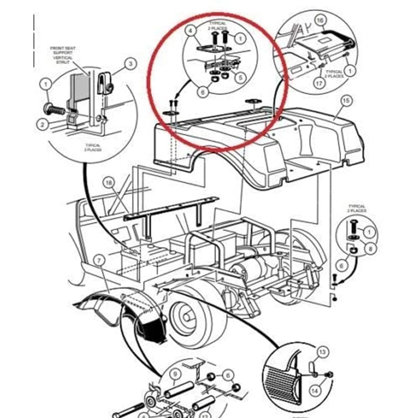 Acouto Seat Hinge Set for Car DS 1979-Up Golf Carts image 3