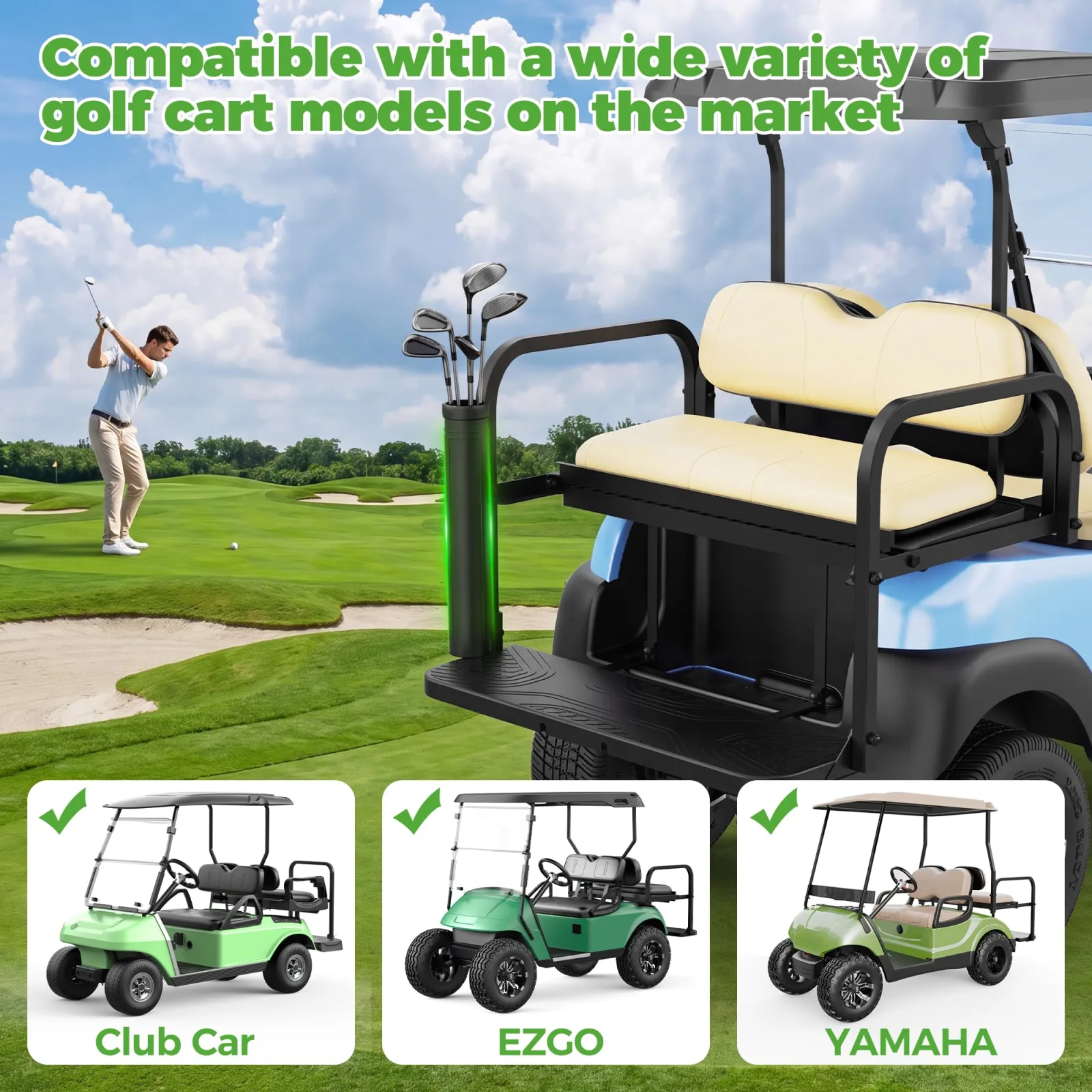 10L0L Golf Cart Tube Holder for Yamaha, Club Car & E-Z-GO image 2