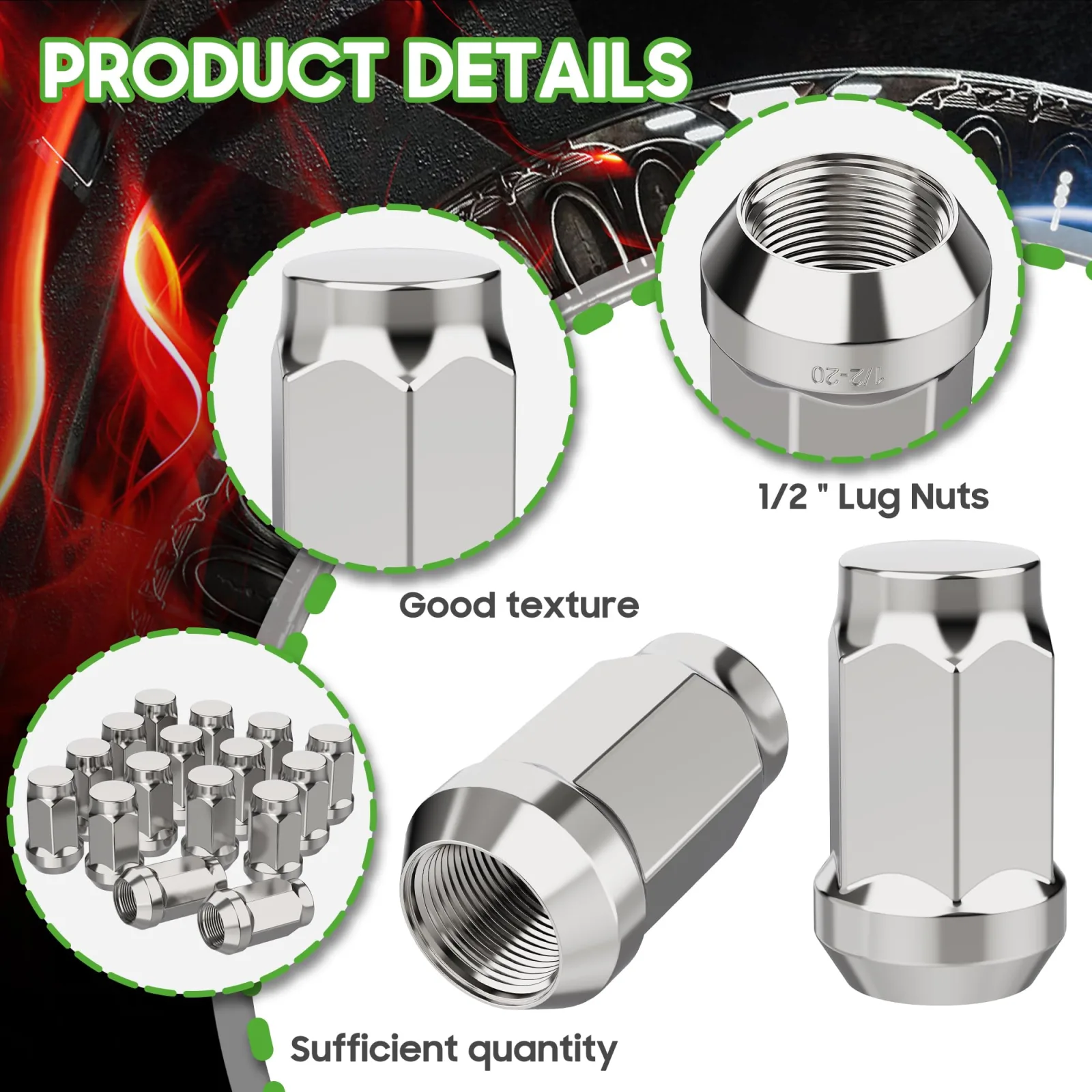 10L0L Golf Cart Chrome Center Caps and Lug Nuts Kit image 4