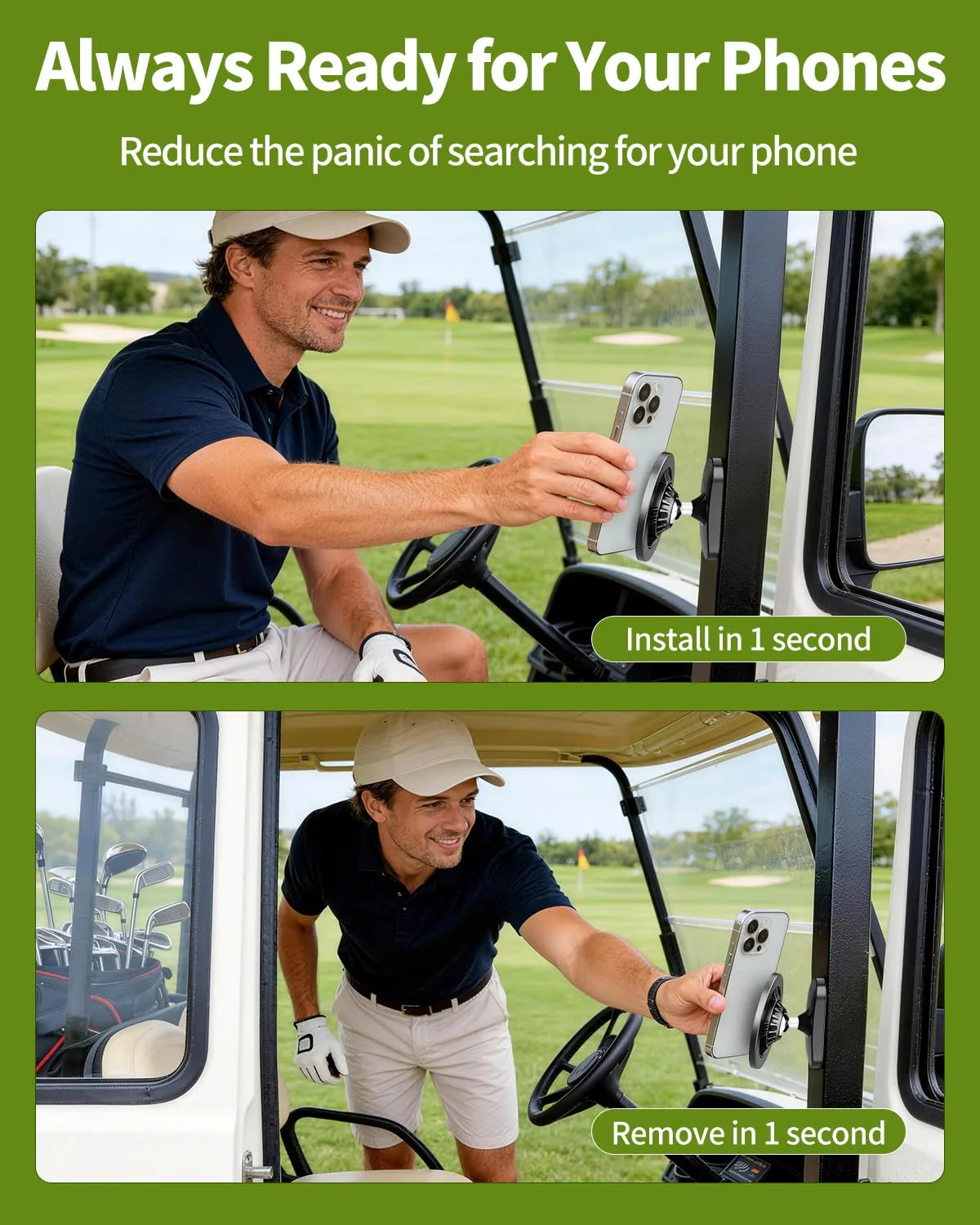 OATISLIFE G301 Magnetic Golf Cart Phone Holder — Zinc Alloy, Grey image 2