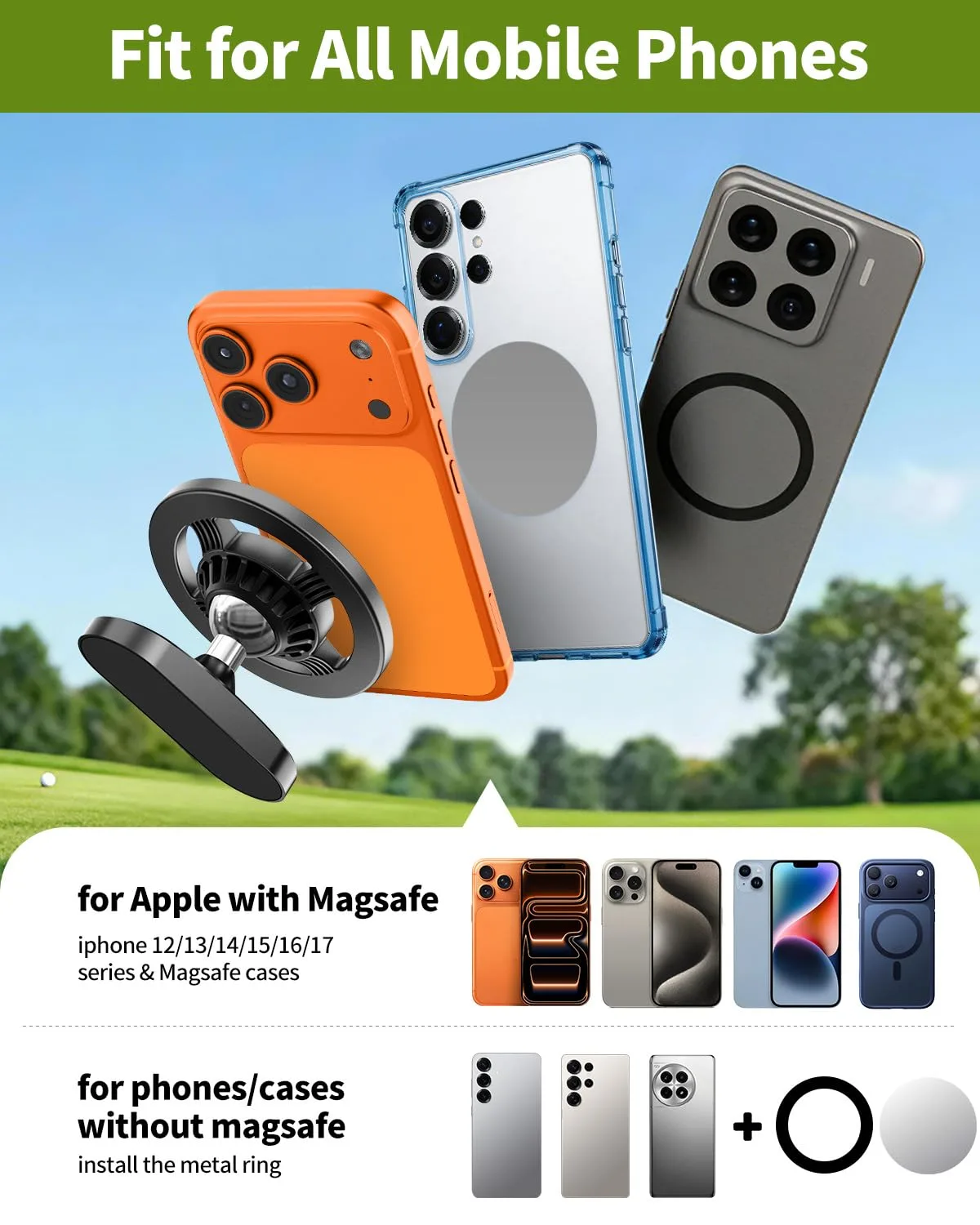 OATISLIFE G301 Magnetic Golf Cart Phone Holder — Zinc Alloy, Grey image 4