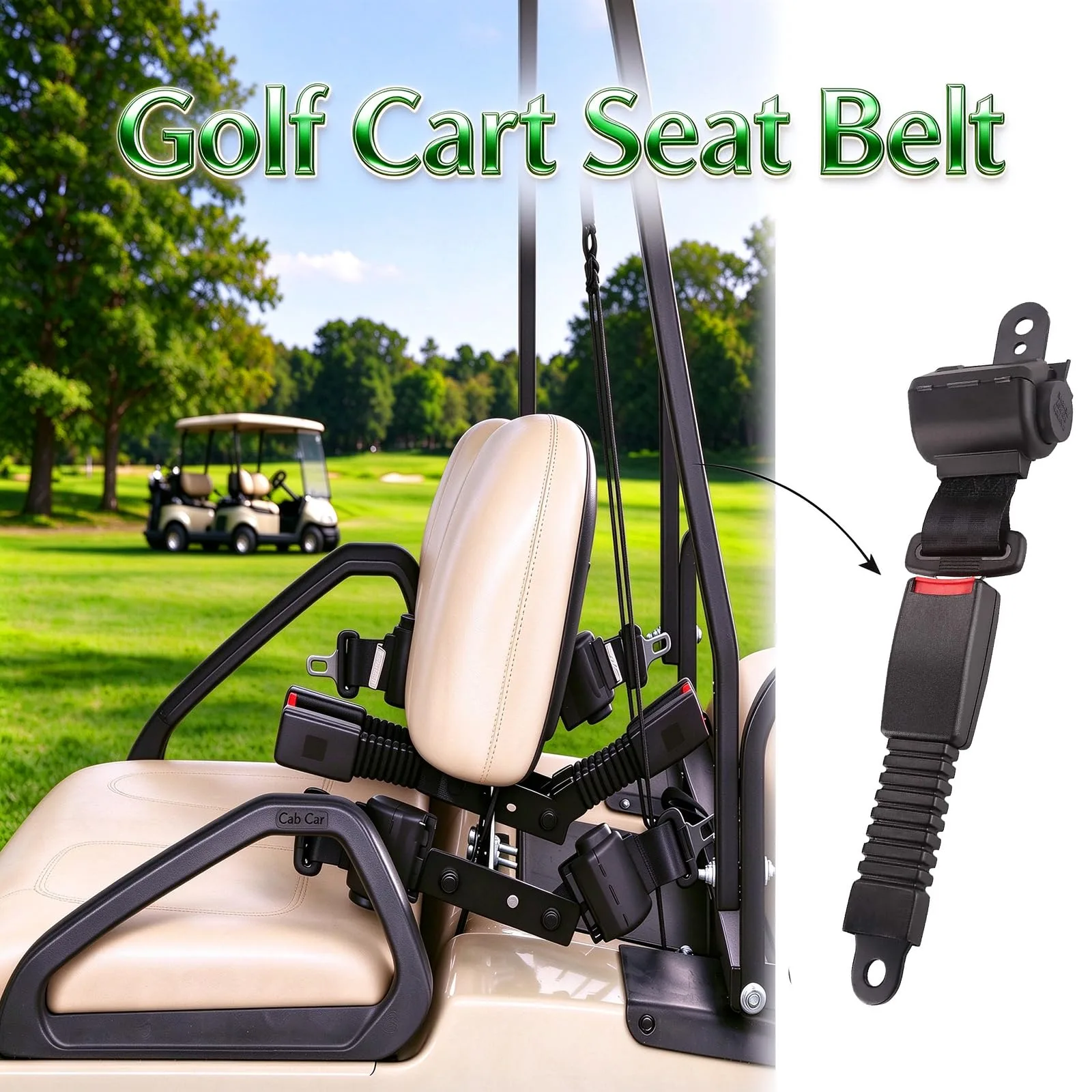 Dr.Acces Retractable Golf Cart Seat Belt for EZGO, Yamaha & Club Car image 3