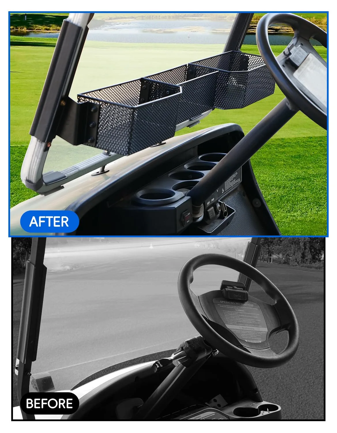 LUXEMOTO Front Storage Basket for Yamaha G14-G22 Golf Carts image 2