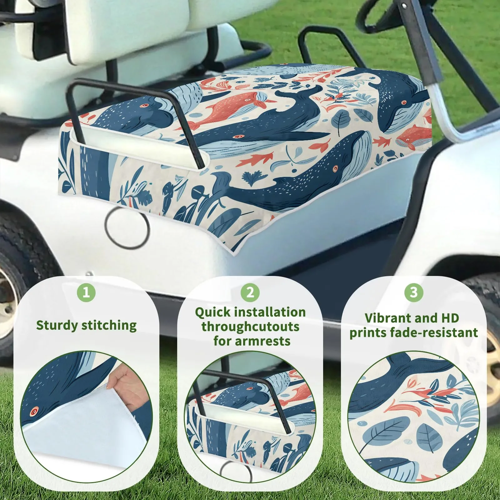 Tiveruda Golf Cart Seat Cover for Double Seats image 3