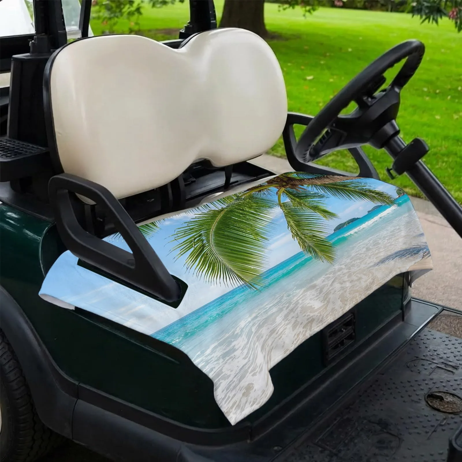 DecorLovee 51 x 31 in Coastal Palm Golf Cart Seat Cover Towel (2-Seater) image 2