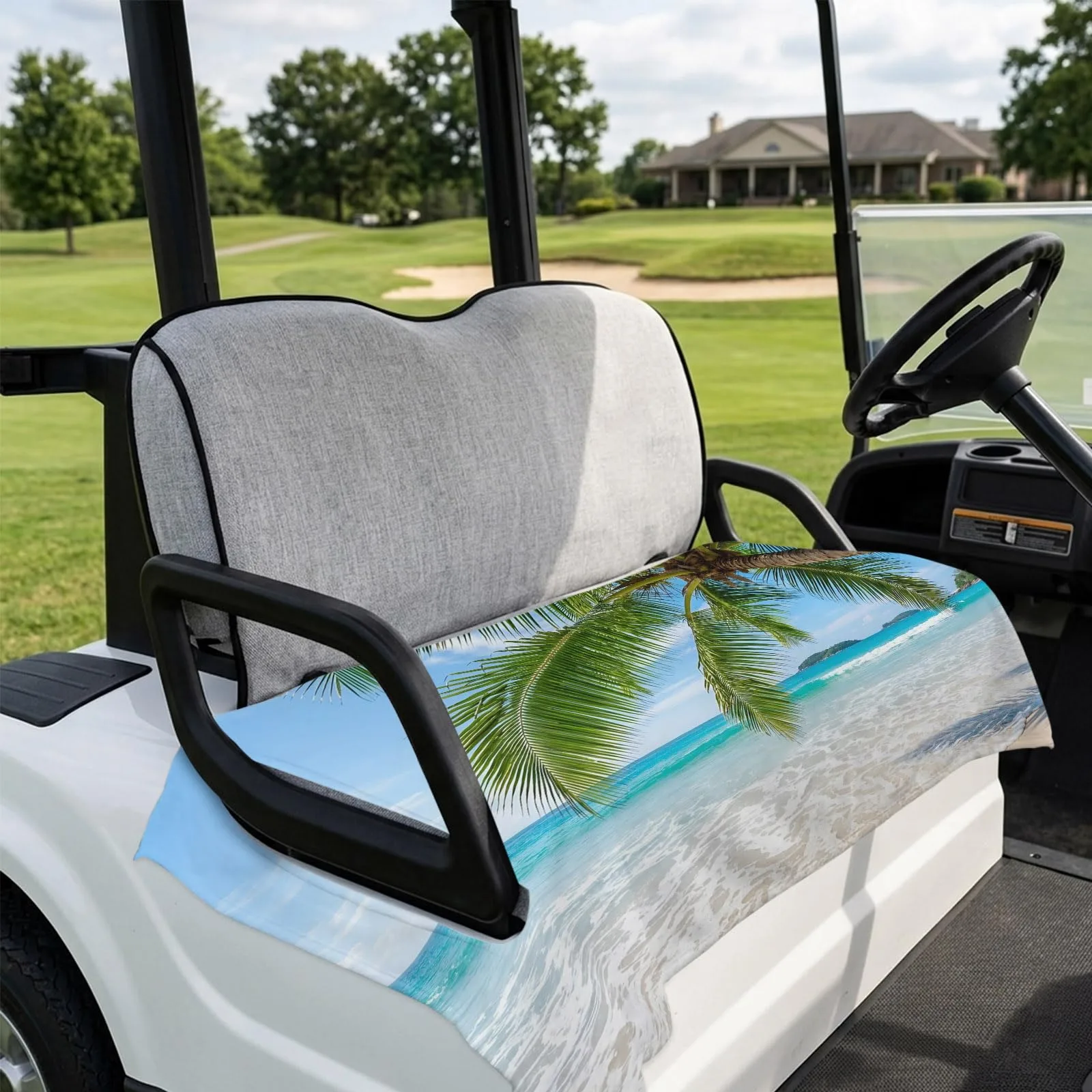 DecorLovee 51 x 31 in Coastal Palm Golf Cart Seat Cover Towel (2-Seater) image 4