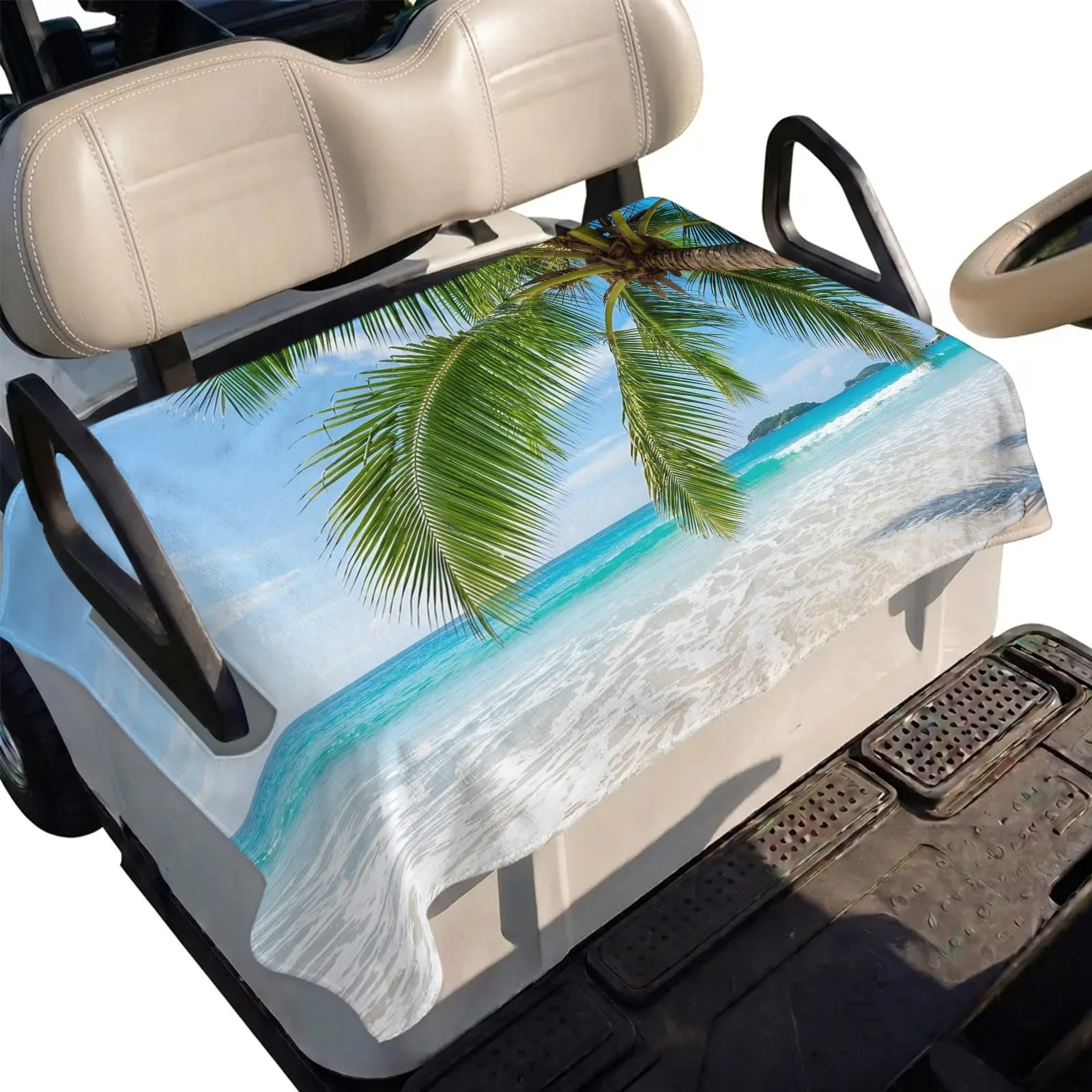 DecorLovee 51 x 31 in Coastal Palm Golf Cart Seat Cover Towel (2-Seater)