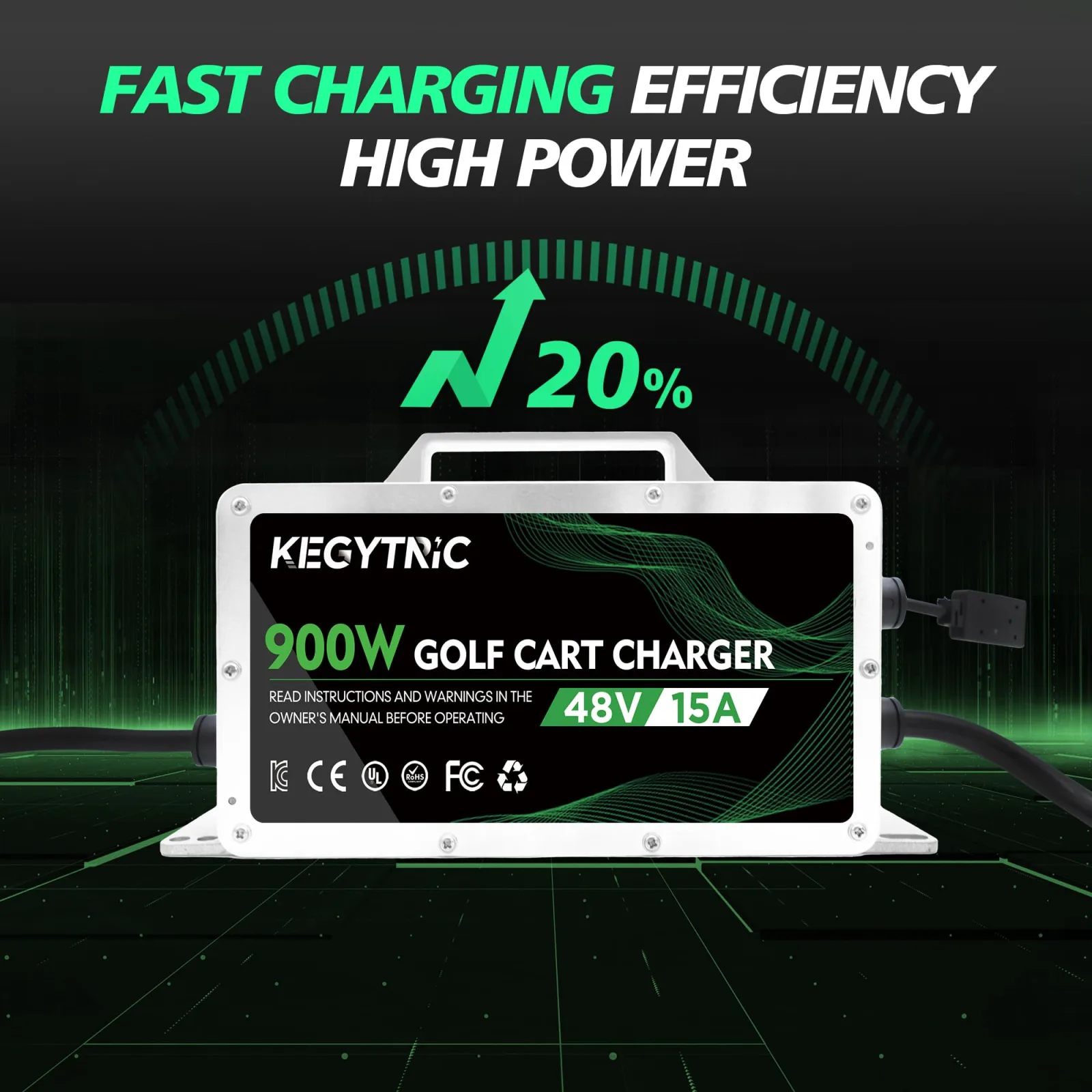 Kegytric 15A 48V Golf Cart Charger for Yamaha G19-G22 (2-Pin) image 3