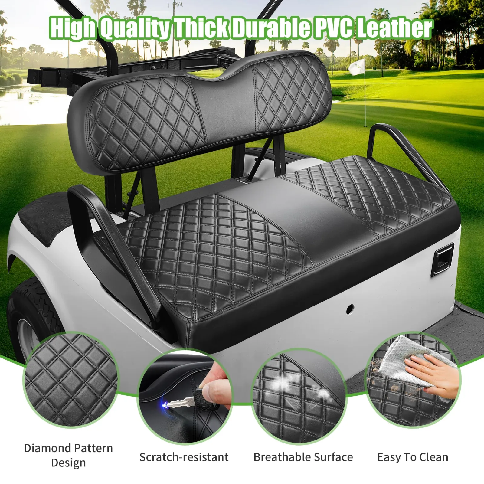 10L0L F08-F Front Seat Covers for Club Car Precedent & E-Z-GO TXT image 4
