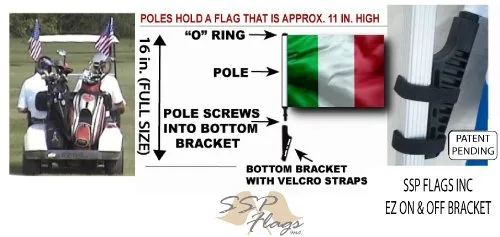 SSP Flags Italy Golf Cart Flag with Pole and Bracket image 2