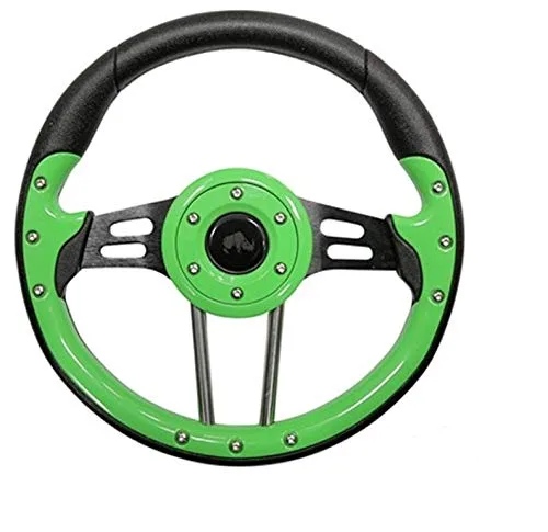 3G 13" Aviator 4 Steering Wheel — Lime Green Grip, Black Spokes (Parts:ACC-SW124)