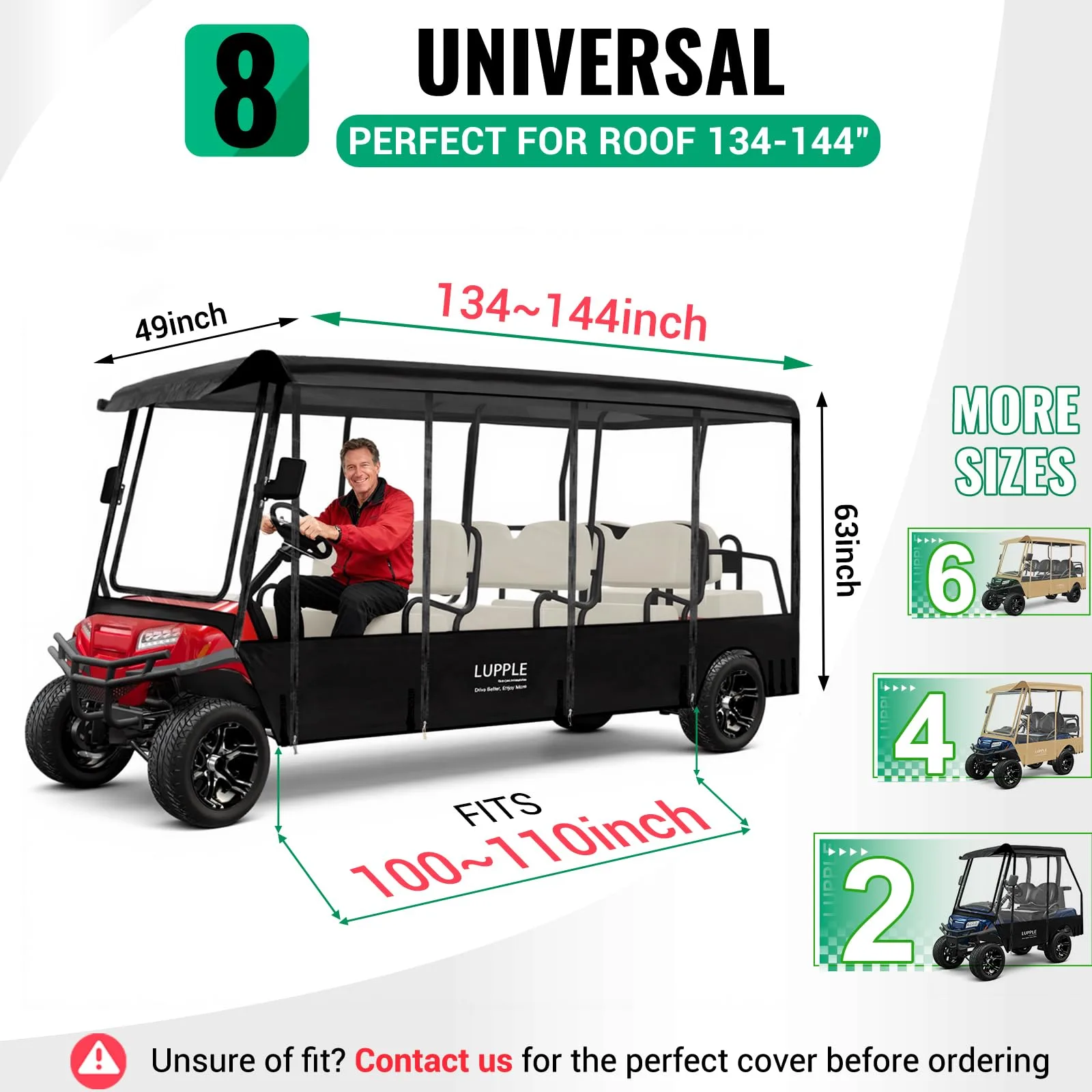 LUPPLE Golf Cart Enclosure for 8-Passenger Extended Roofs image 2