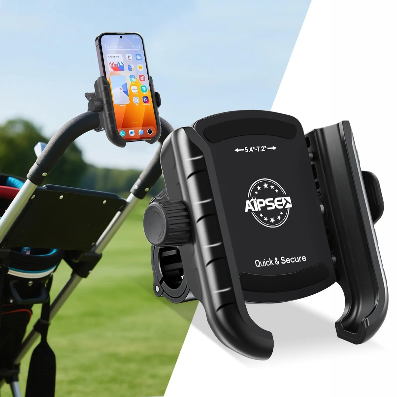AIPSET AP0622 Golf Cart and Push Cart Phone Holder