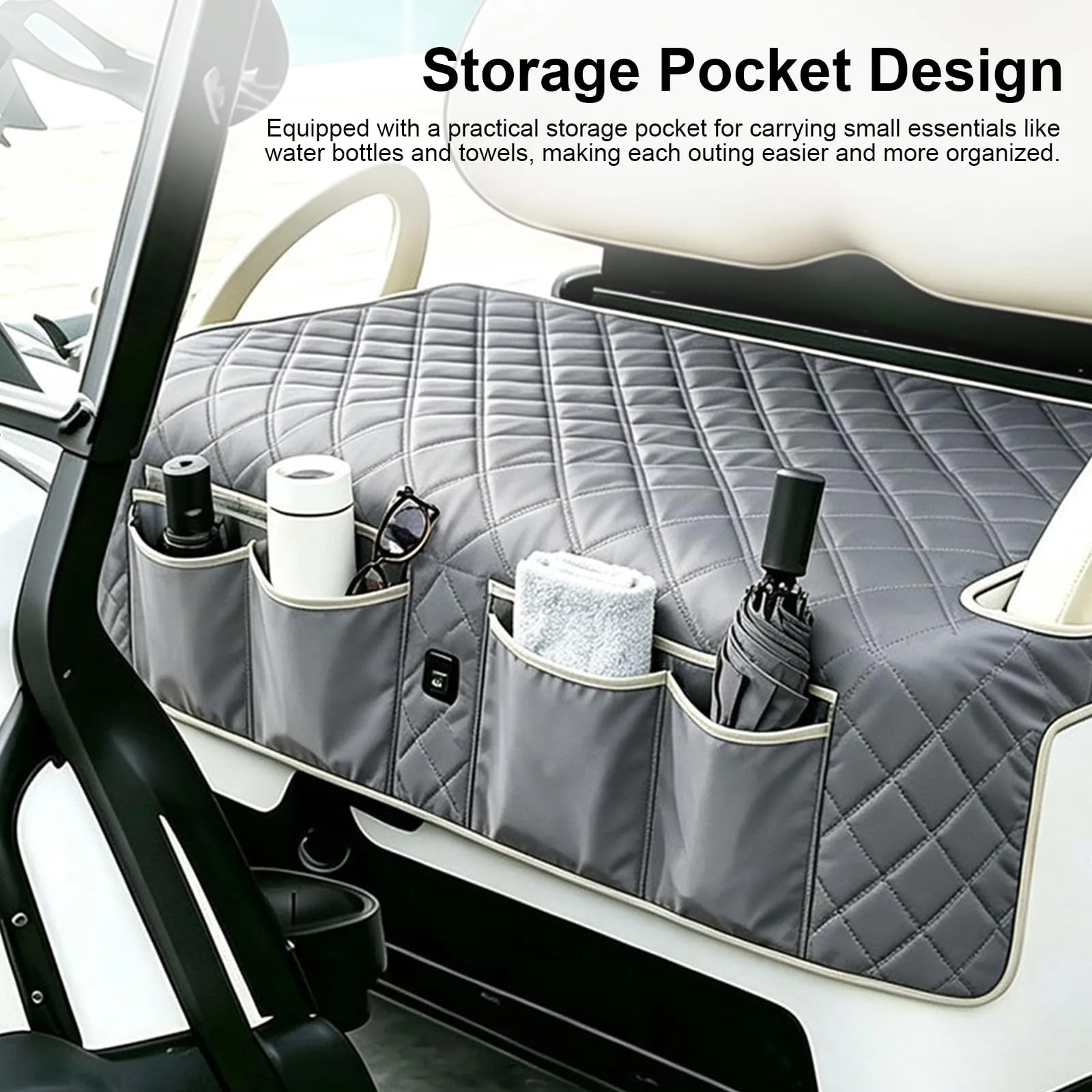Generic USB 4-Zone Heated Golf Cart Seat Cover — Gray, MPN 1rm9gr5aq1lr6br1pz4 image 3