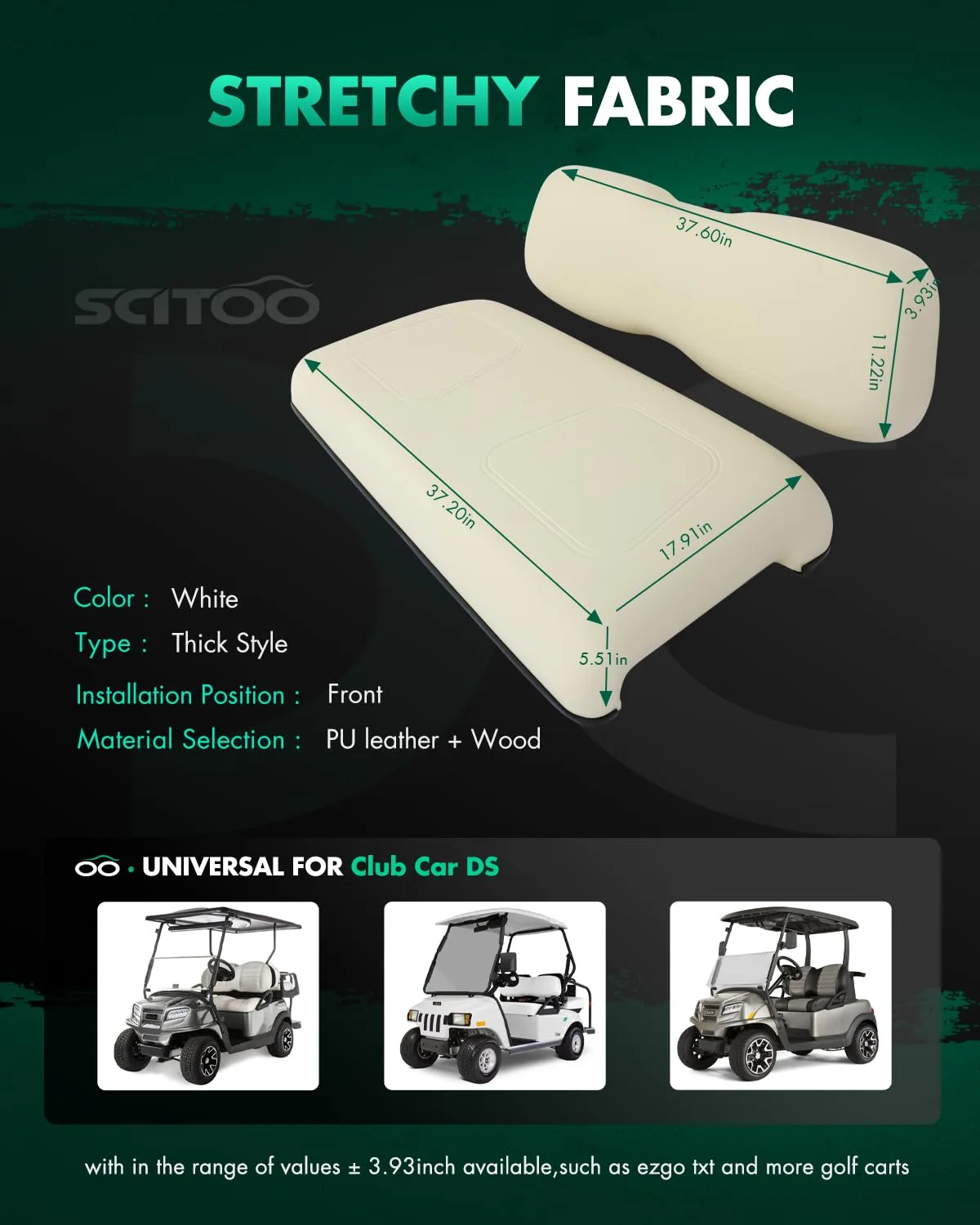 SCITOO Club Car DS Front Golf Cart Seat Cushion image 2