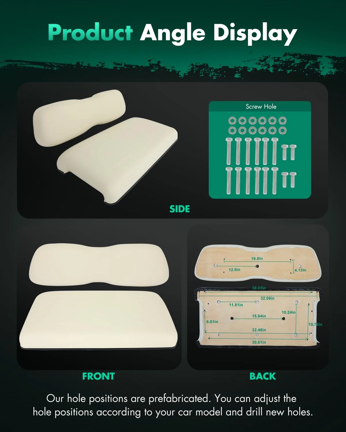SCITOO Club Car DS Front Golf Cart Seat Cushion image 3