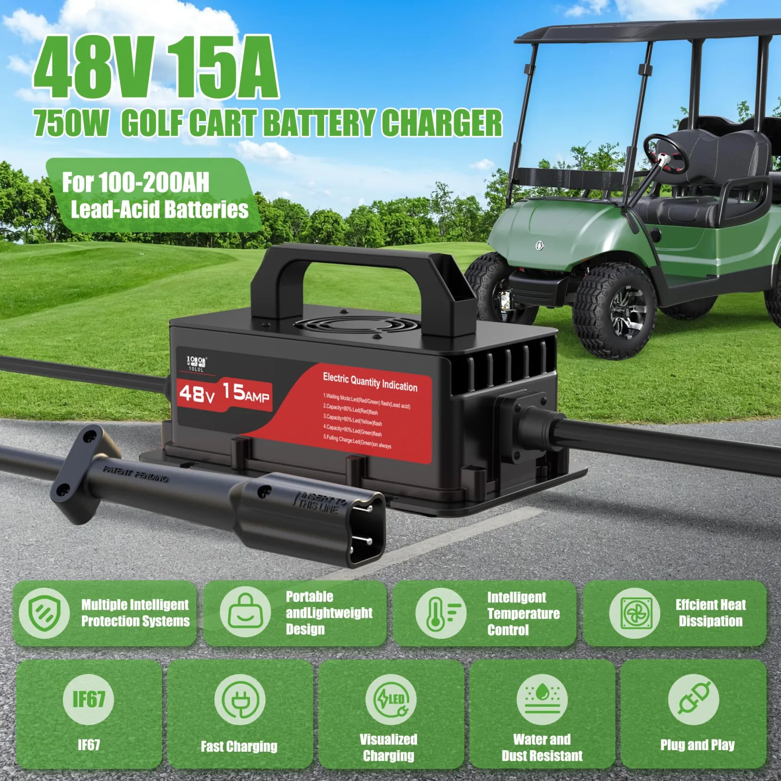 10L0L 48V 15A Charger for Yamaha G29 Drive 2 image 2
