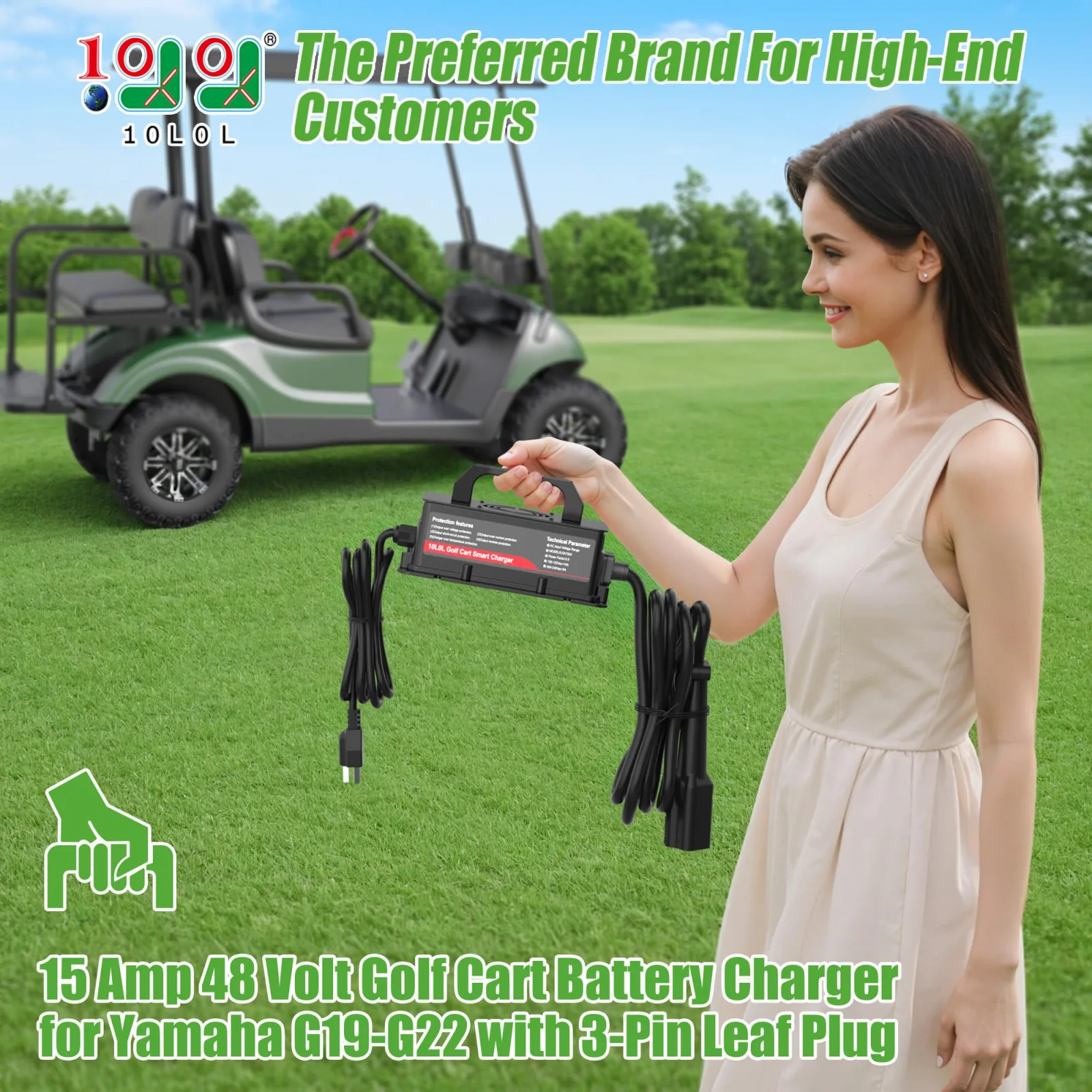 10L0L 48V 15A Charger for Yamaha G29 Drive 2 image 3