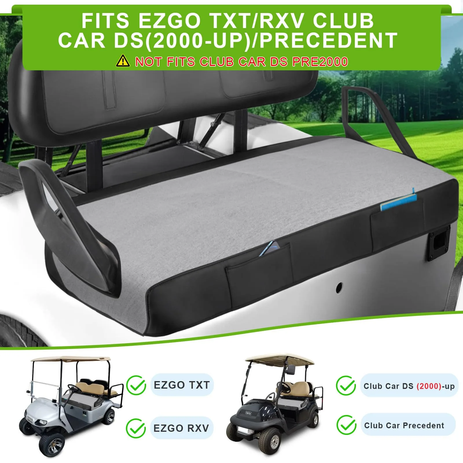 iLSKW Golf Cart Front Seat Cover for Club Car and E-Z-GO image 2