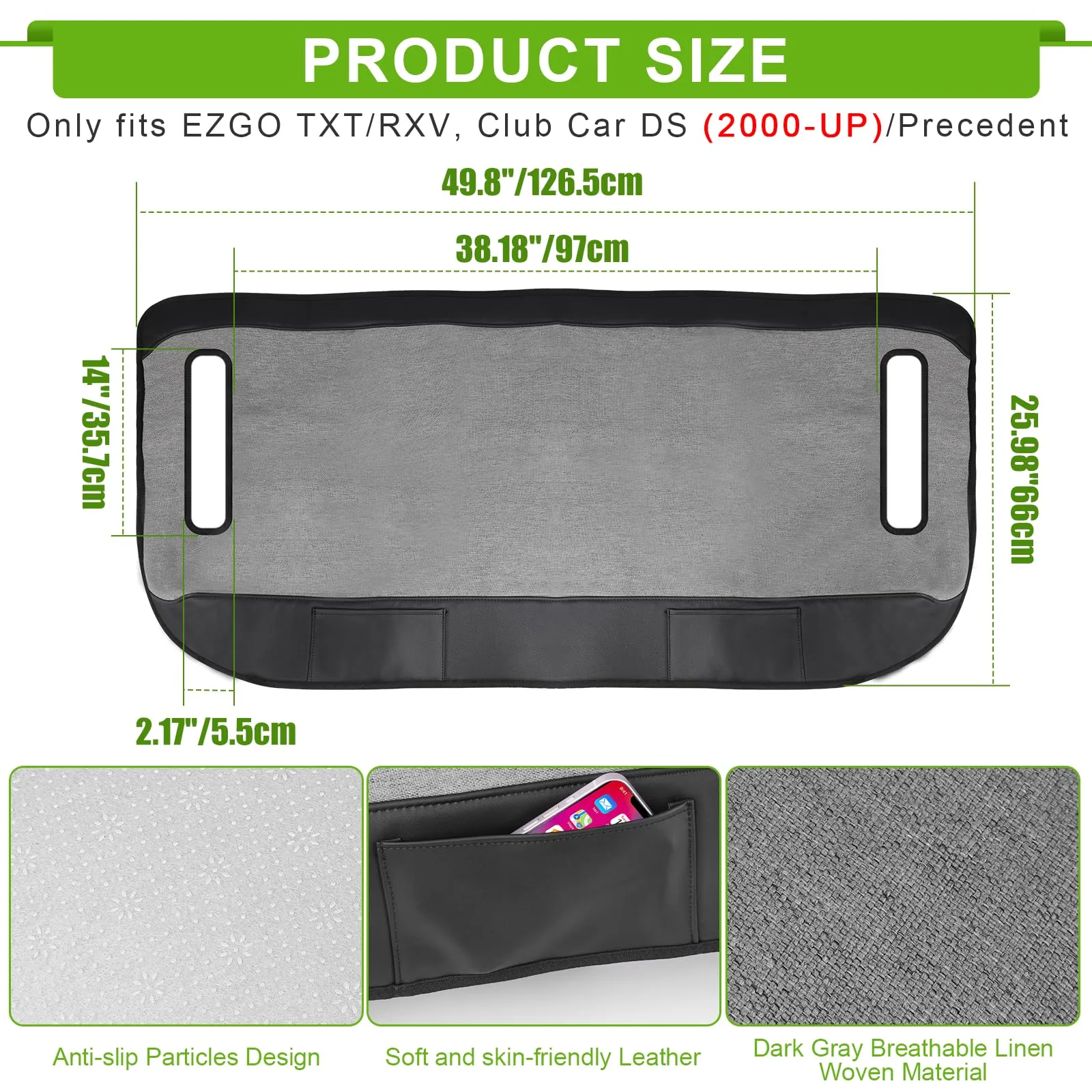 iLSKW Golf Cart Front Seat Cover for Club Car and E-Z-GO image 4