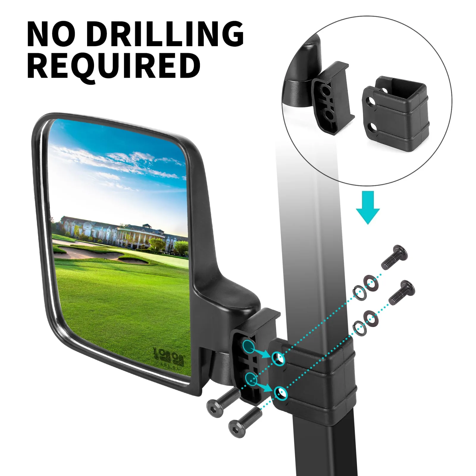 10L0L Golf Cart Mirrors ACC-T009-B02 for Yamaha, E-Z-GO & Club Car image 3