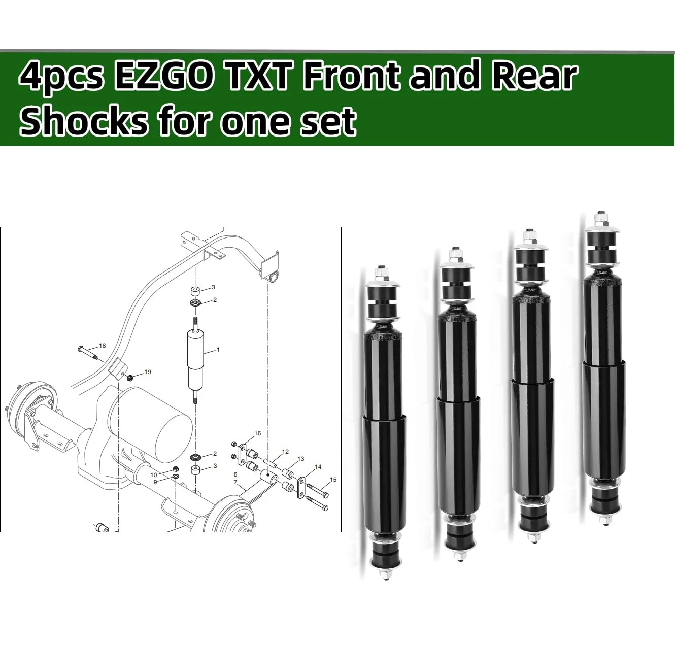 Dr.Acces Shock Absorbers for E-Z-GO TXT, 4-Piece Set image 4