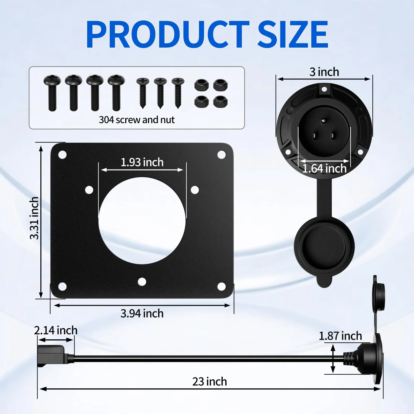 RVBOATPAT SH-TXT36 120V Golf Cart Charging Port Adapter image 2
