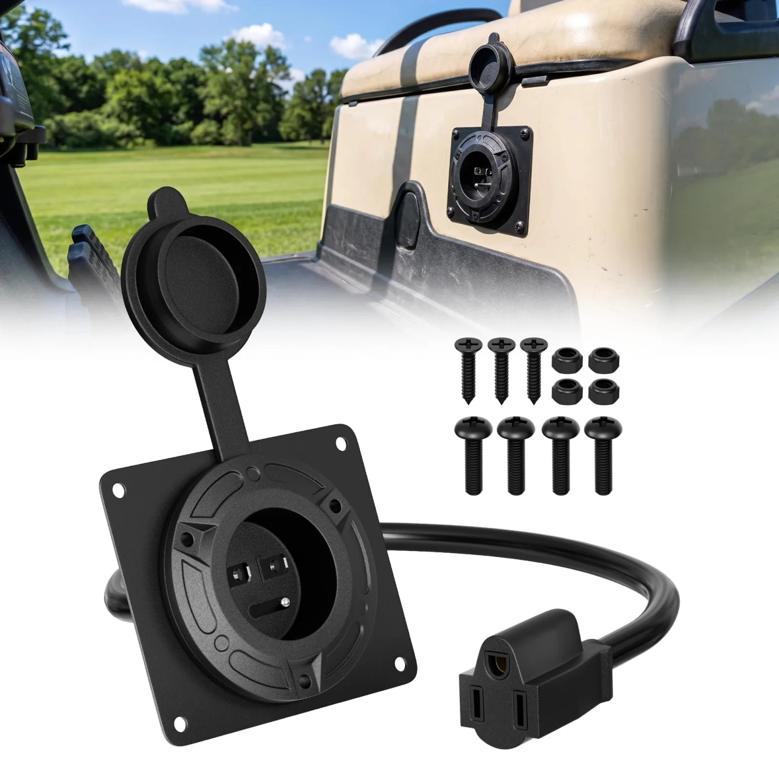 RVBOATPAT SH-TXT36 120V Golf Cart Charging Port Adapter