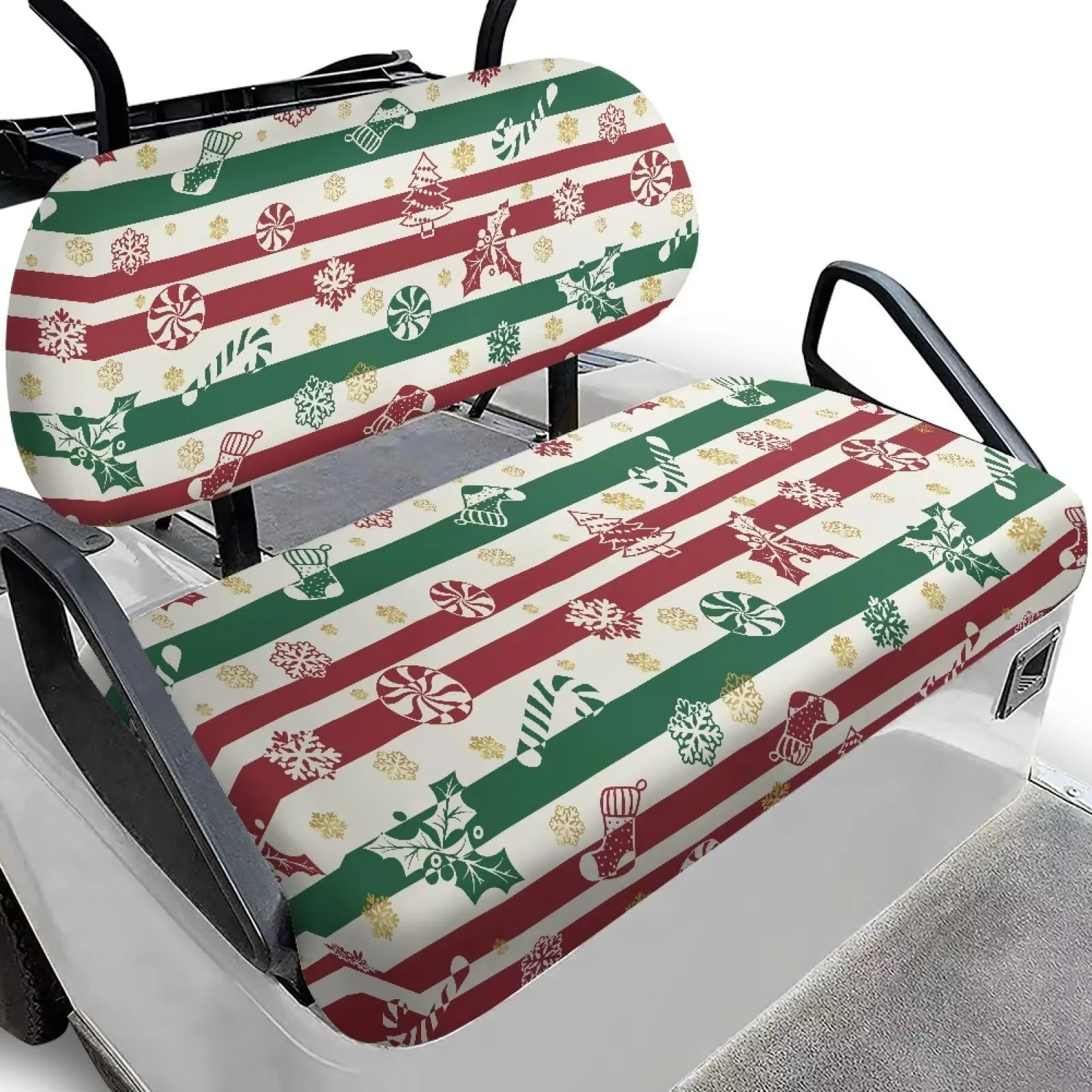 Quidrwyo Christmas Golf Cart Seat Cover Set