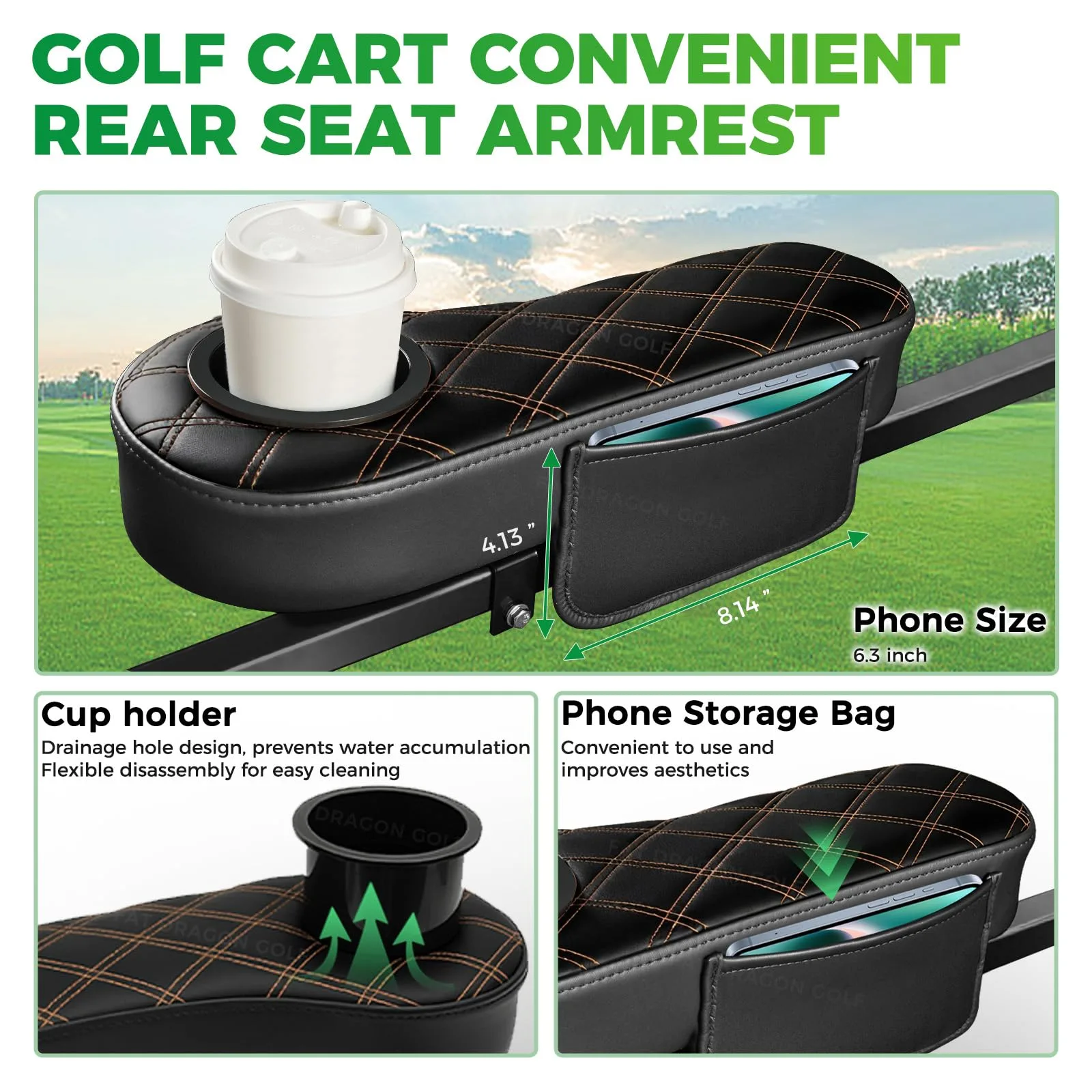 Panglong Golf Cart Rear Seat Armrests FDG-156 image 2