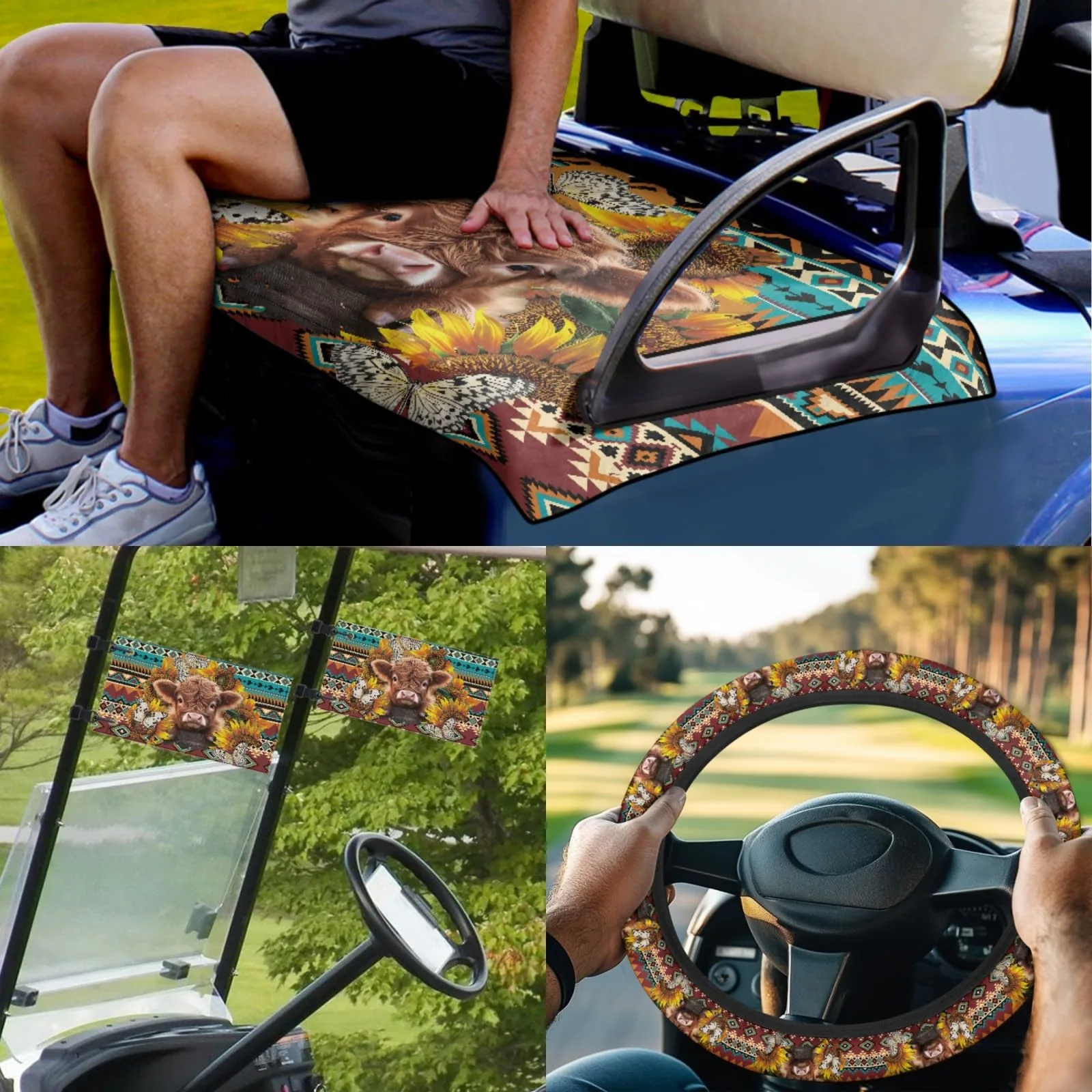 INSTANTARTS Golf Cart Seat and Steering Wheel Cover Set image 2