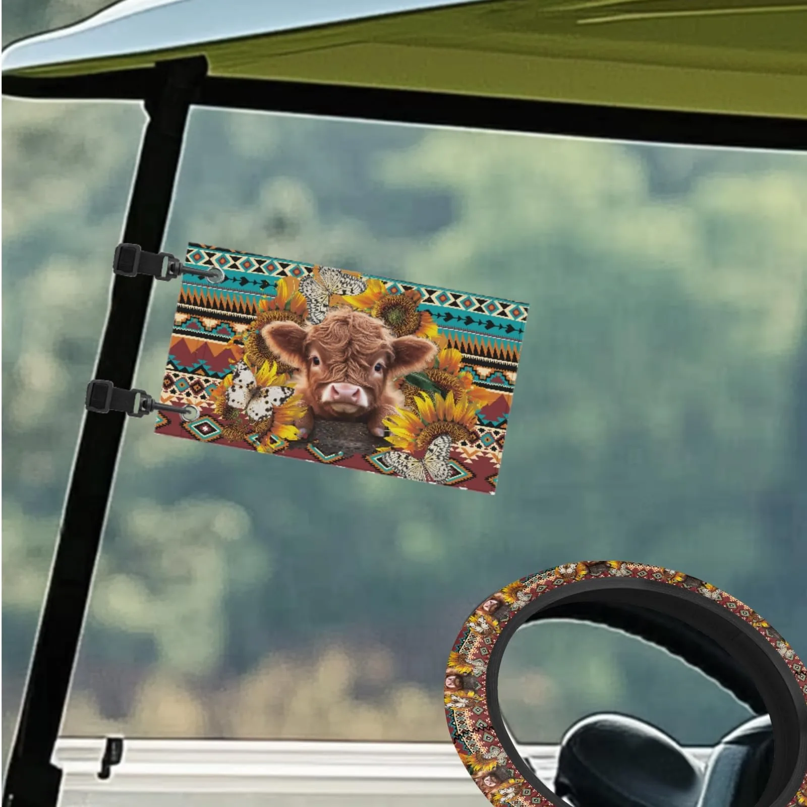 INSTANTARTS Golf Cart Seat and Steering Wheel Cover Set image 3