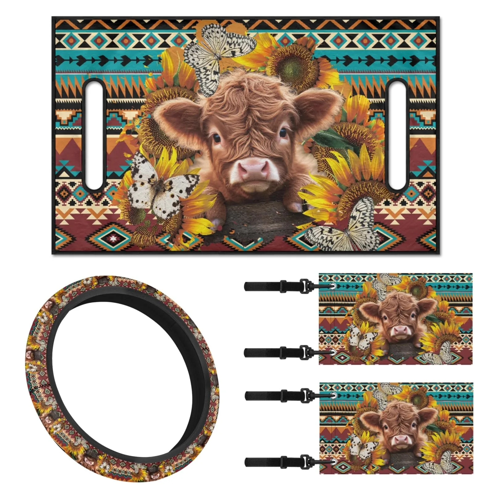 INSTANTARTS Golf Cart Seat and Steering Wheel Cover Set