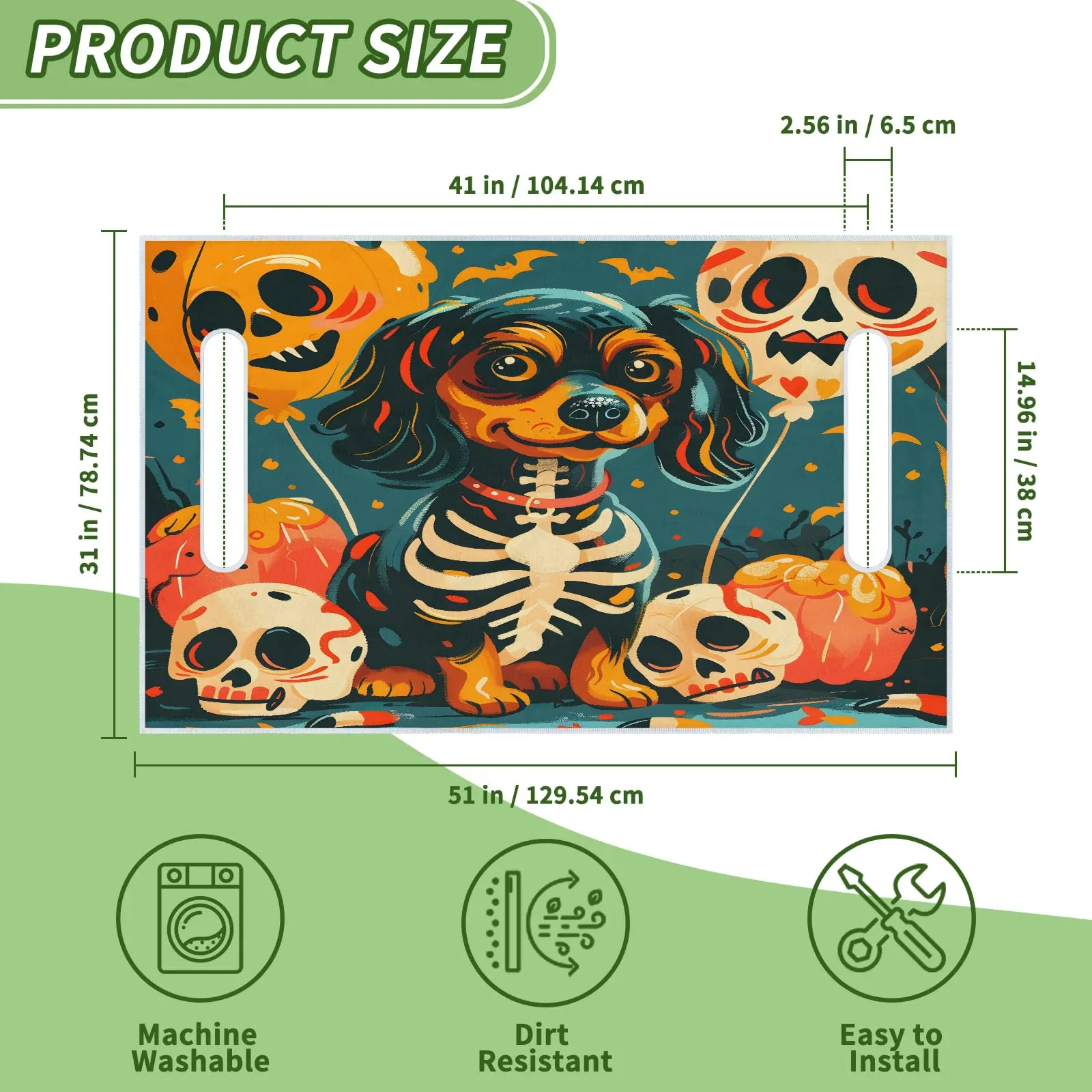 Tiveruda Halloween Skull Golf Cart Seat Cover, 51 x 31 in image 2
