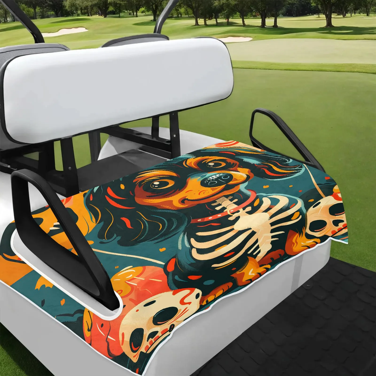 Tiveruda Halloween Skull Golf Cart Seat Cover, 51 x 31 in